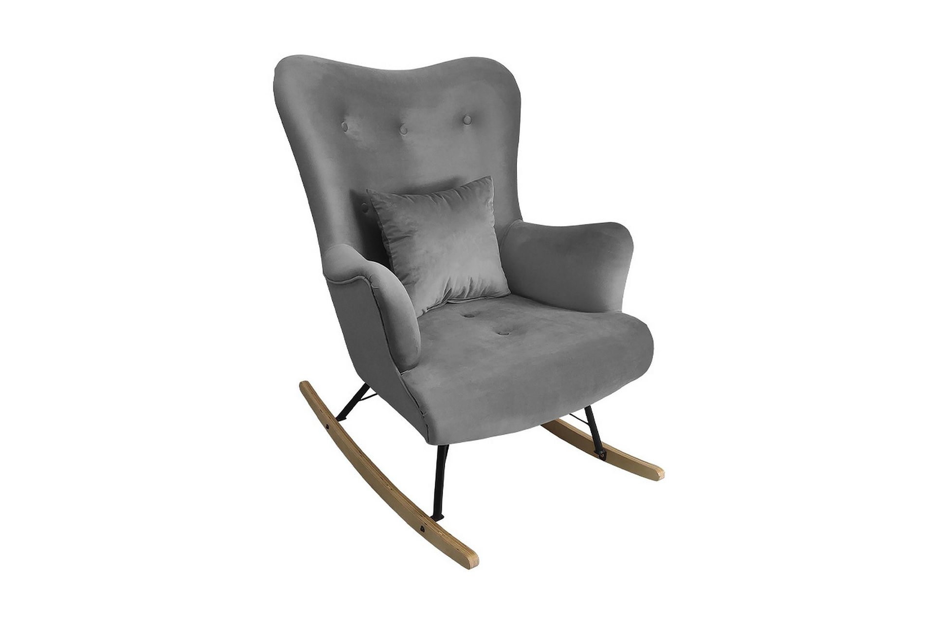 skandynawski fåtölj - sammet/grå