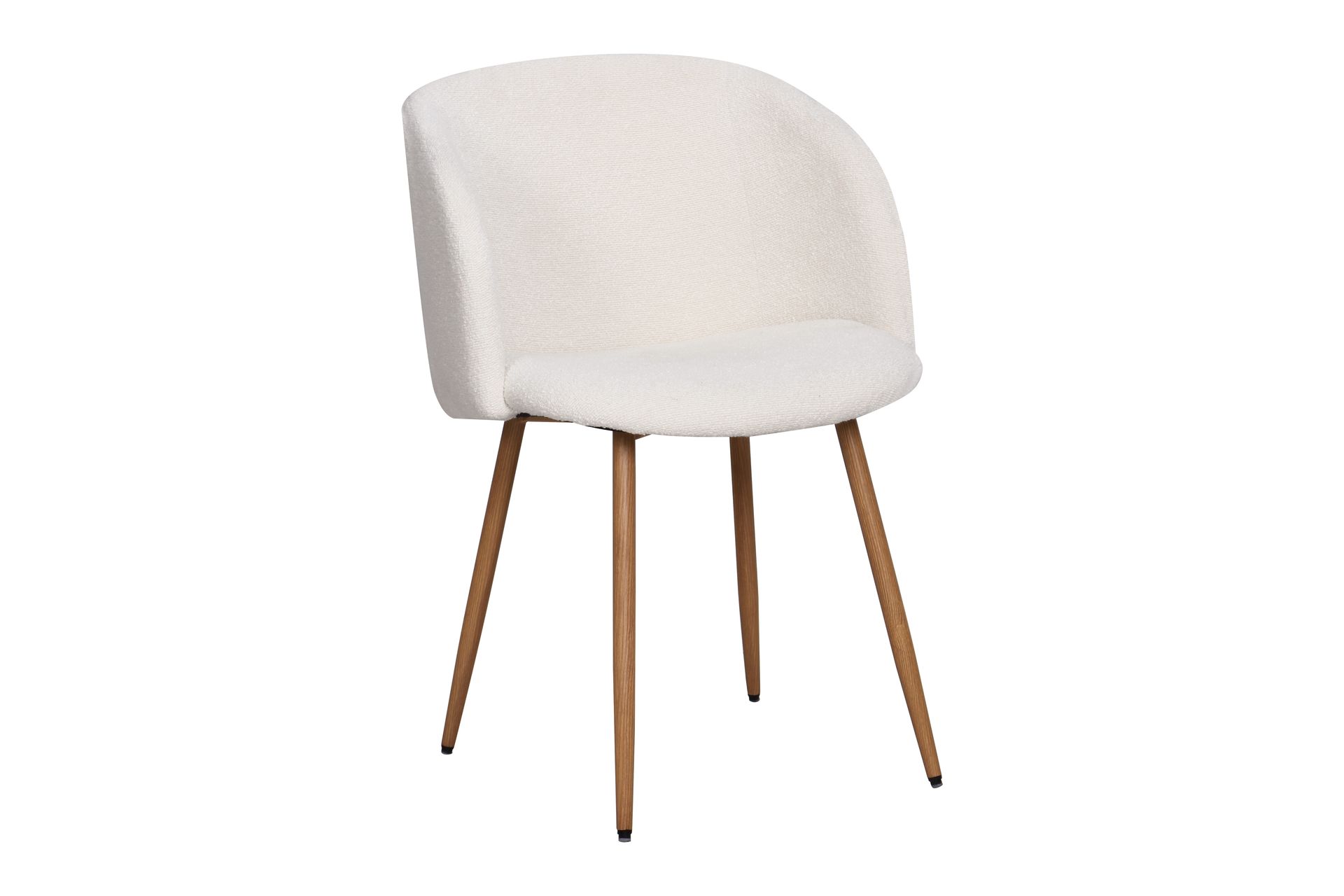 greya matstol med armstöd - vit bouclé / metallben brun