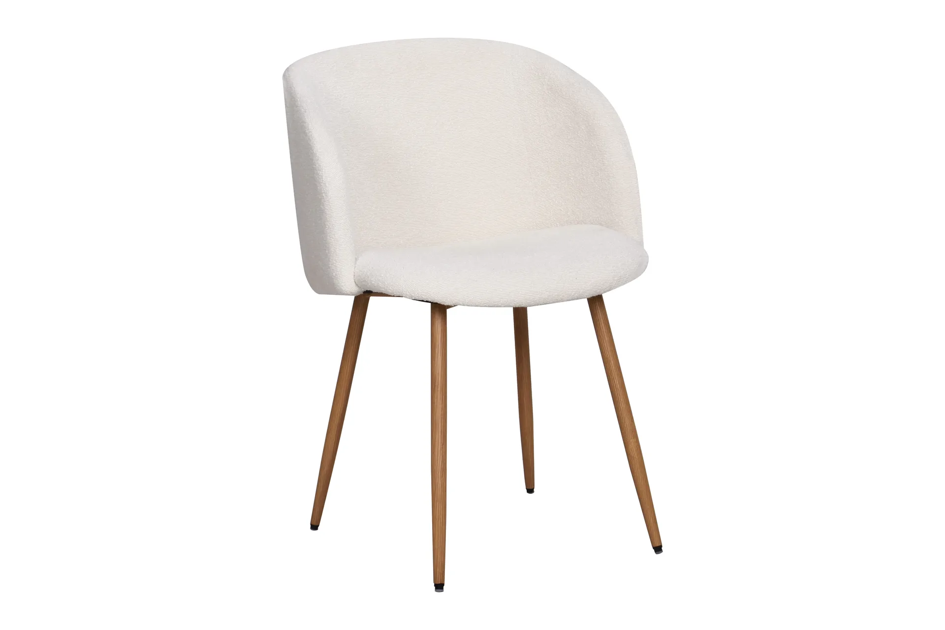 Greya Matstol med armst&ouml;d - Vit Boucl&eacute; / Metallben Brun