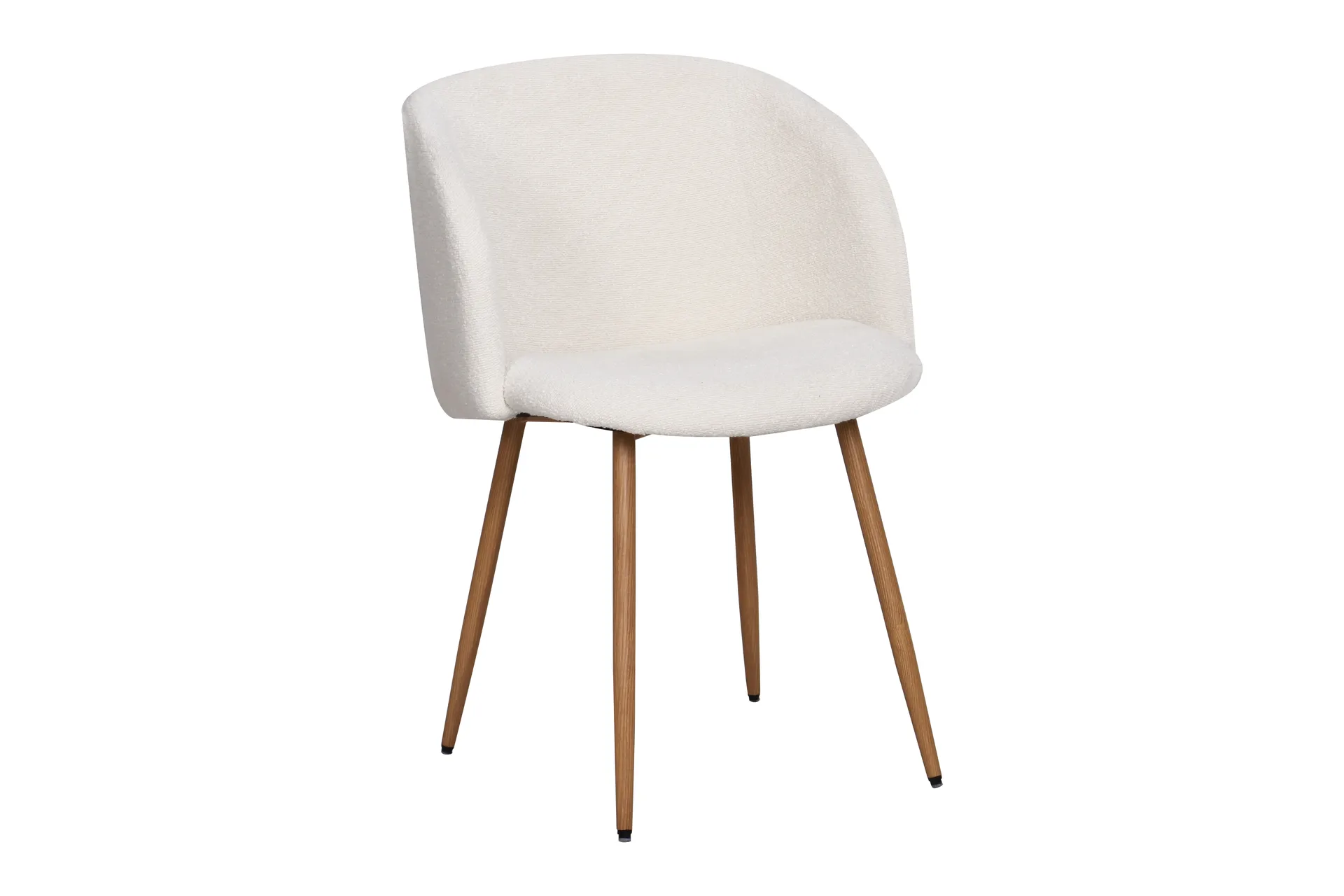 greya matstol med armstöd - vit bouclé / metallben brun