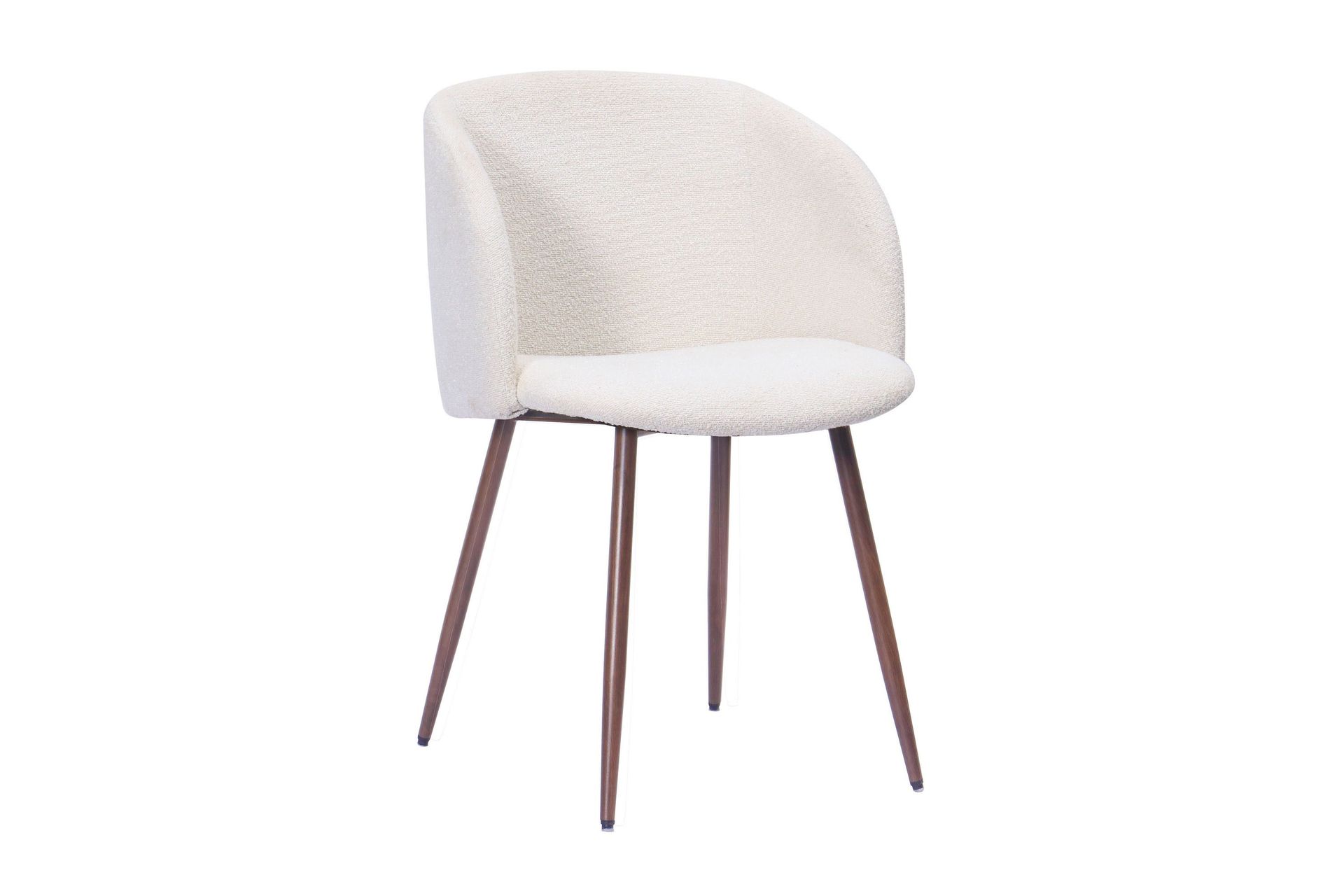 Greya Matstol med armst&ouml;d - Vit Boucl&eacute; / Metallben Valn&ouml;t