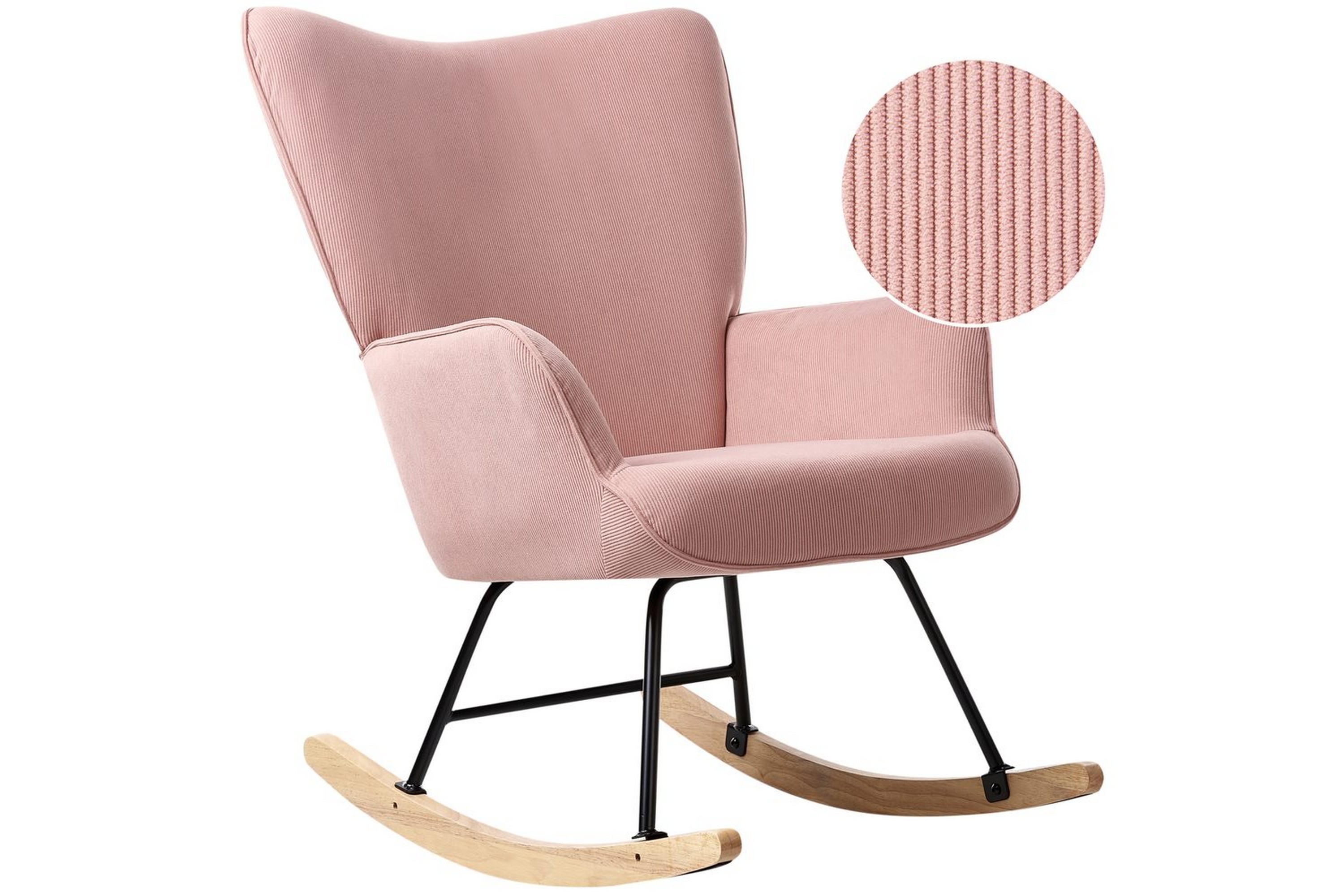 Gungfåtölj Arset Rosa/svart/ljust träRosa/svart/ljust trä