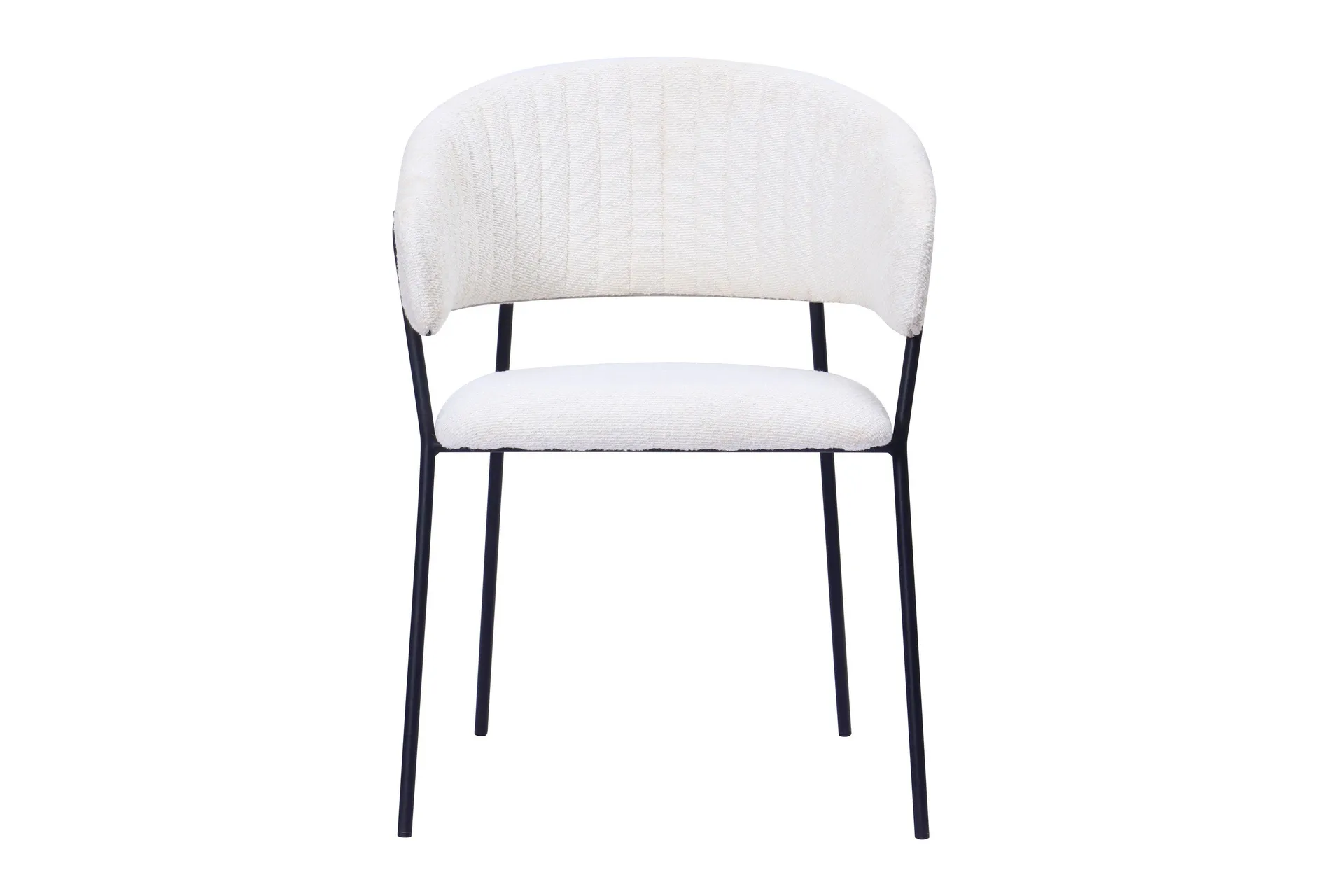 karol matstol med armstöd - vit bouclé / metallben svart