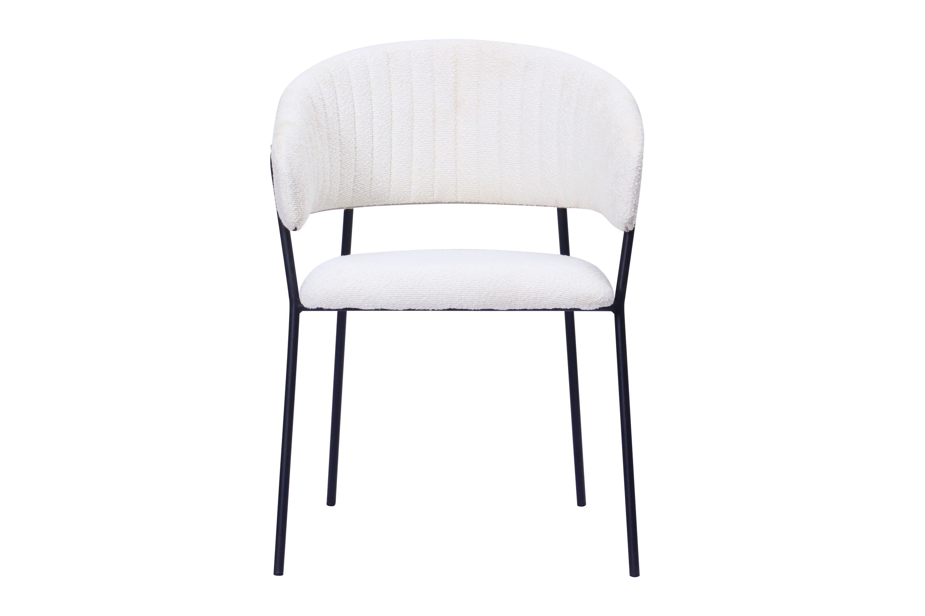 karol matstol med armstöd - vit bouclé / metallben svart