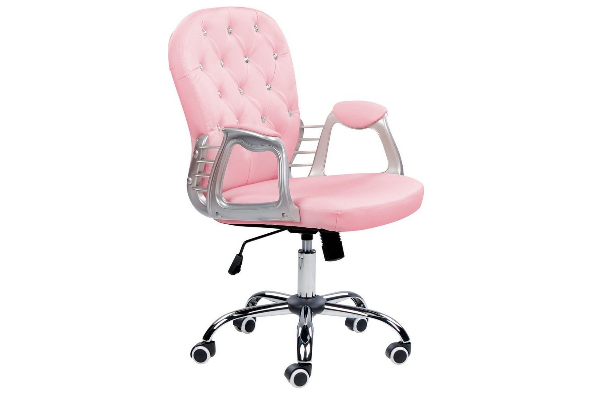 Kontorsstol med kristaller Princess Rosa/svart/silver - Rosa/svart/silver