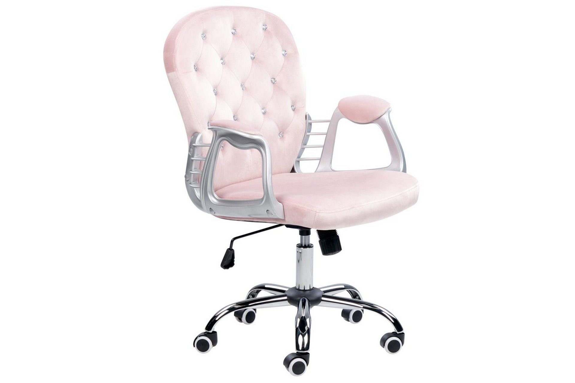 Kontorsstol med kristaller Princess Pastellrosa/Silver/Svart - Pastellrosa/Silver/Svart