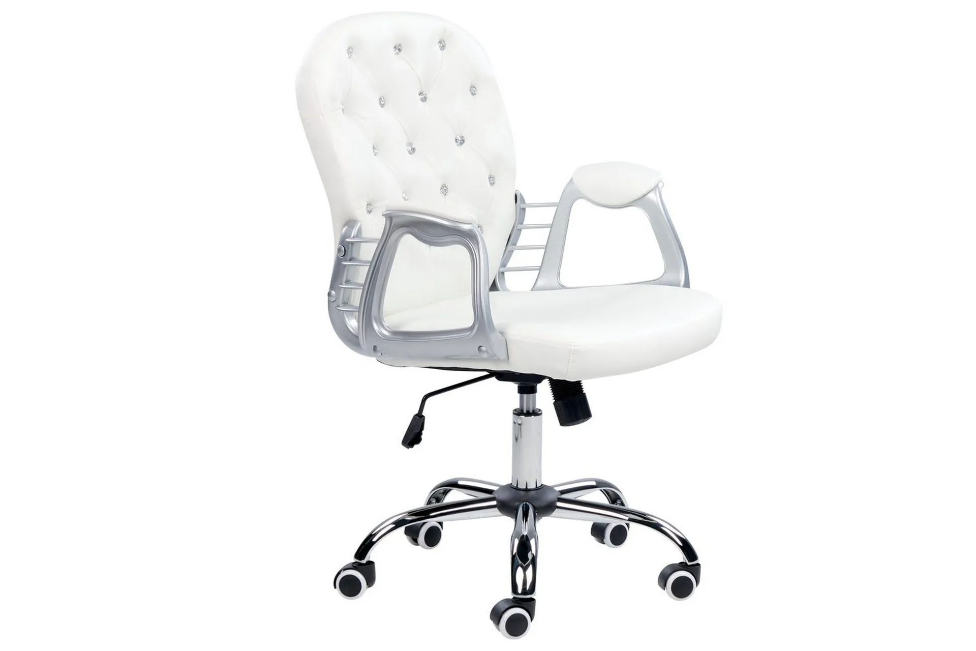 kontorsstol med kristaller princess vit/svart/silver - vit/svart/silver