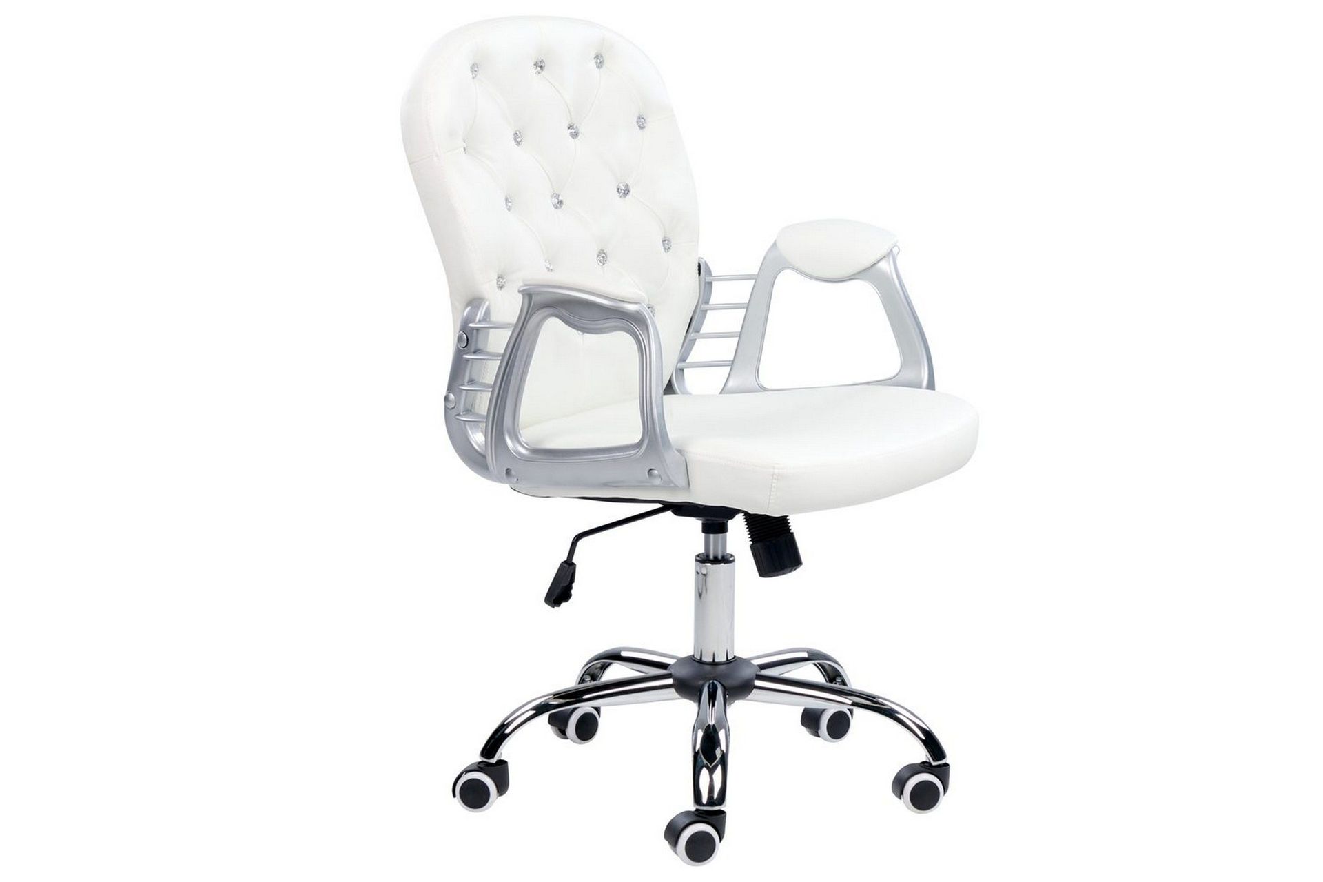 Kontorsstol med kristaller Princess Vit/Svart/Silver - Vit/Svart/Silver