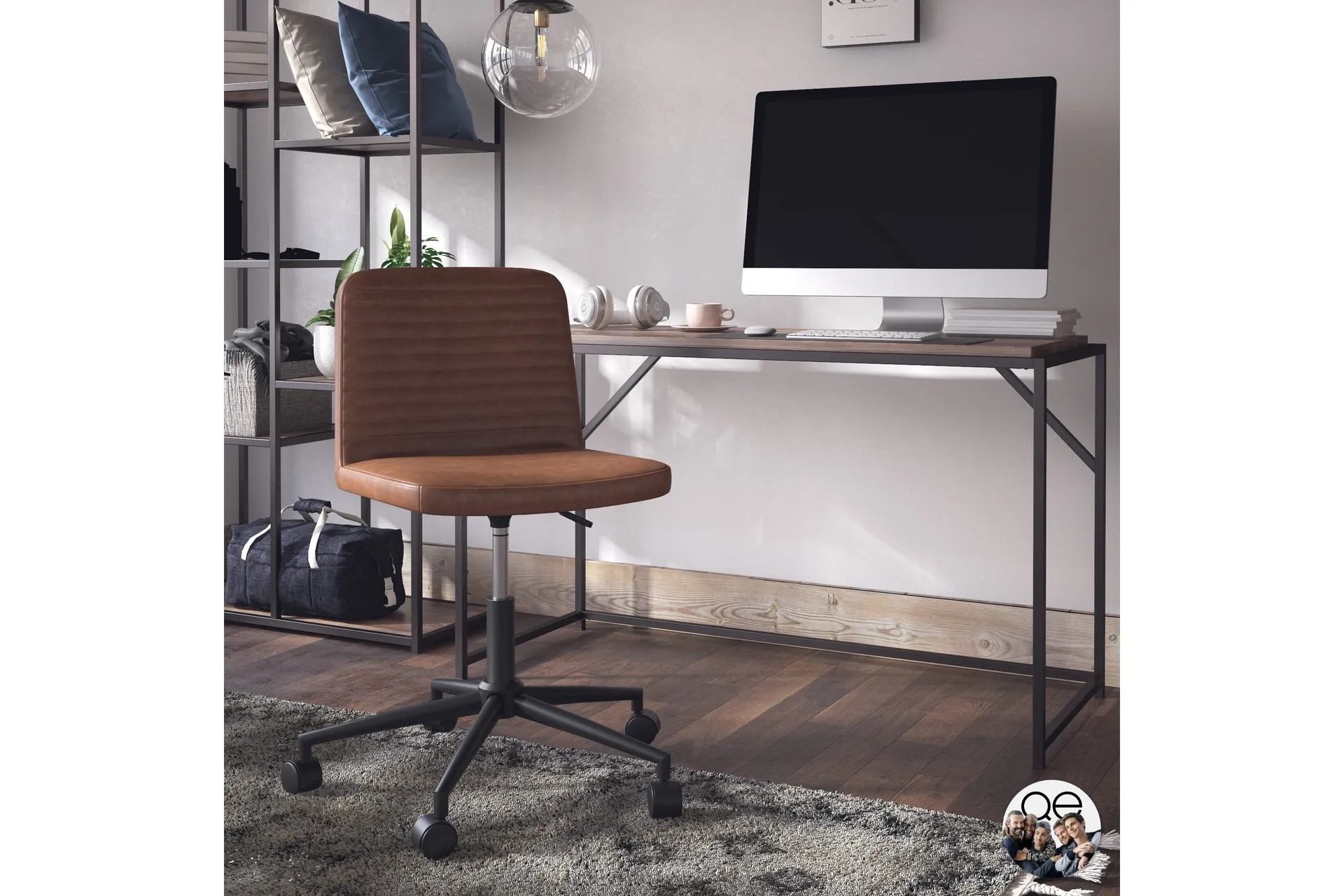 Corey Kontorsstol H&ouml;j och s&auml;nkbar Brun - Queer Eye