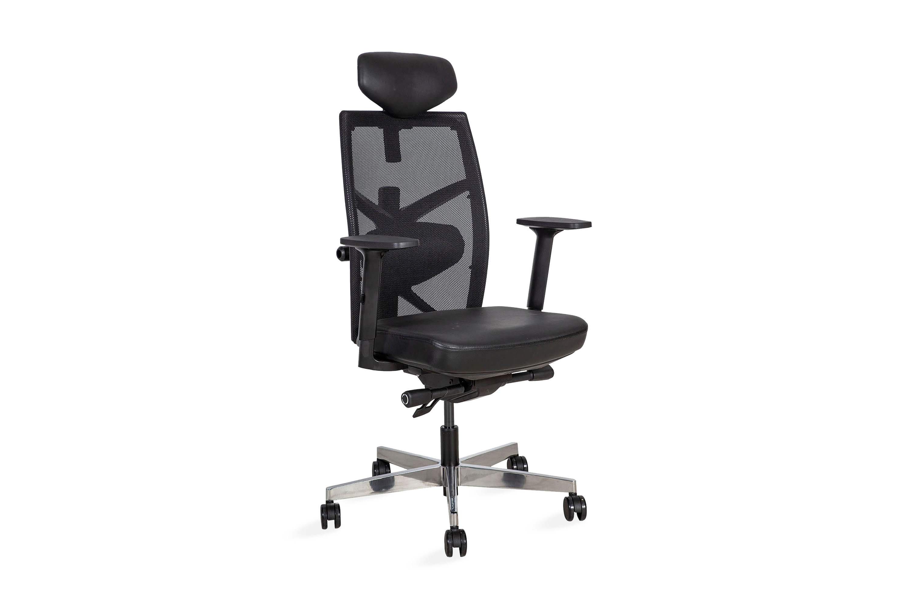 Kontorstol Tune 70x70xh111-128 cm Säte-Läder Svart