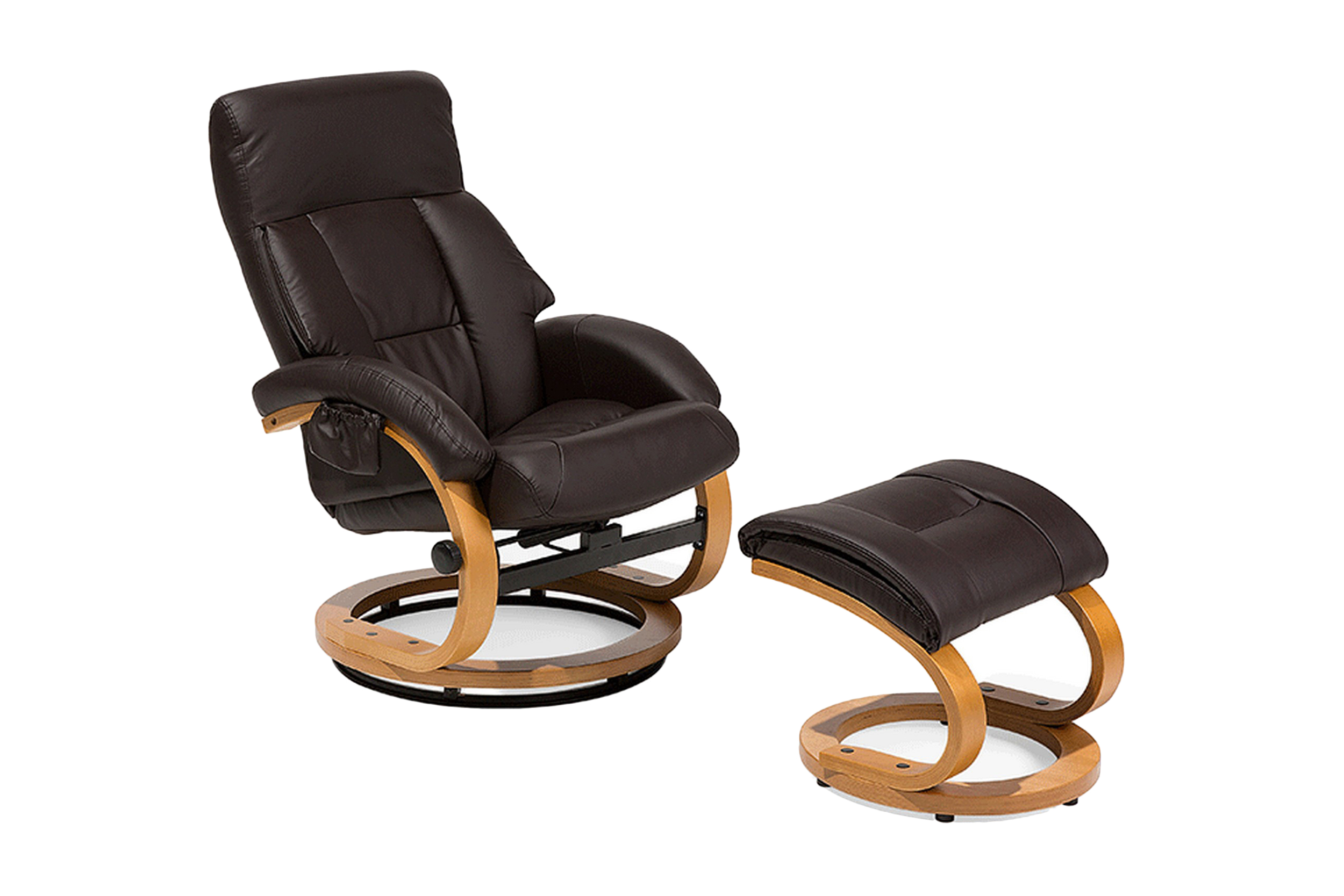 Reclinerstol Force med fotpall Brun