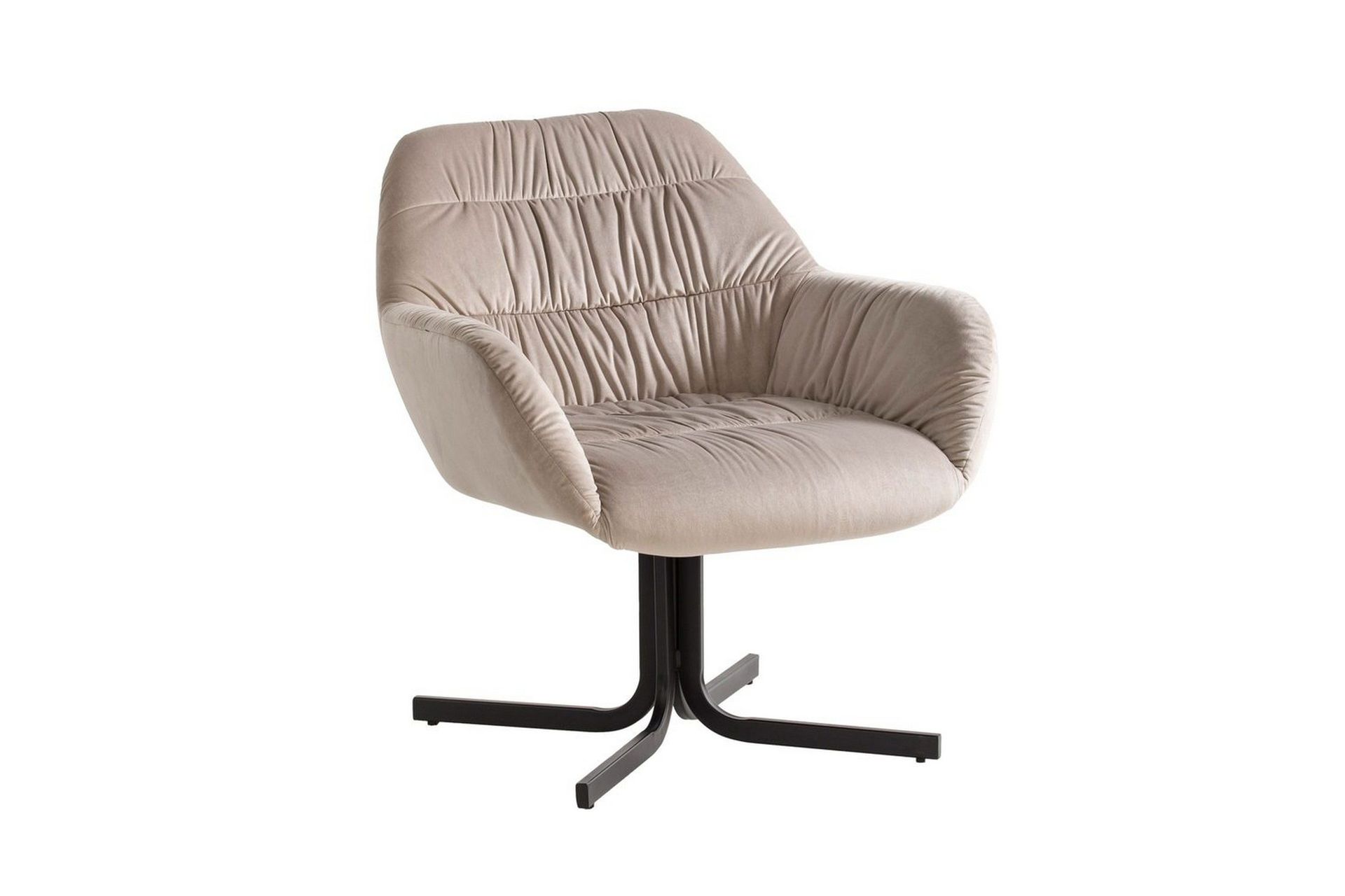 Lounge & Cocktailstol Wohnling mysig sammet kl&auml;dd, med armst&ouml;d, modern stil Beige - Beige