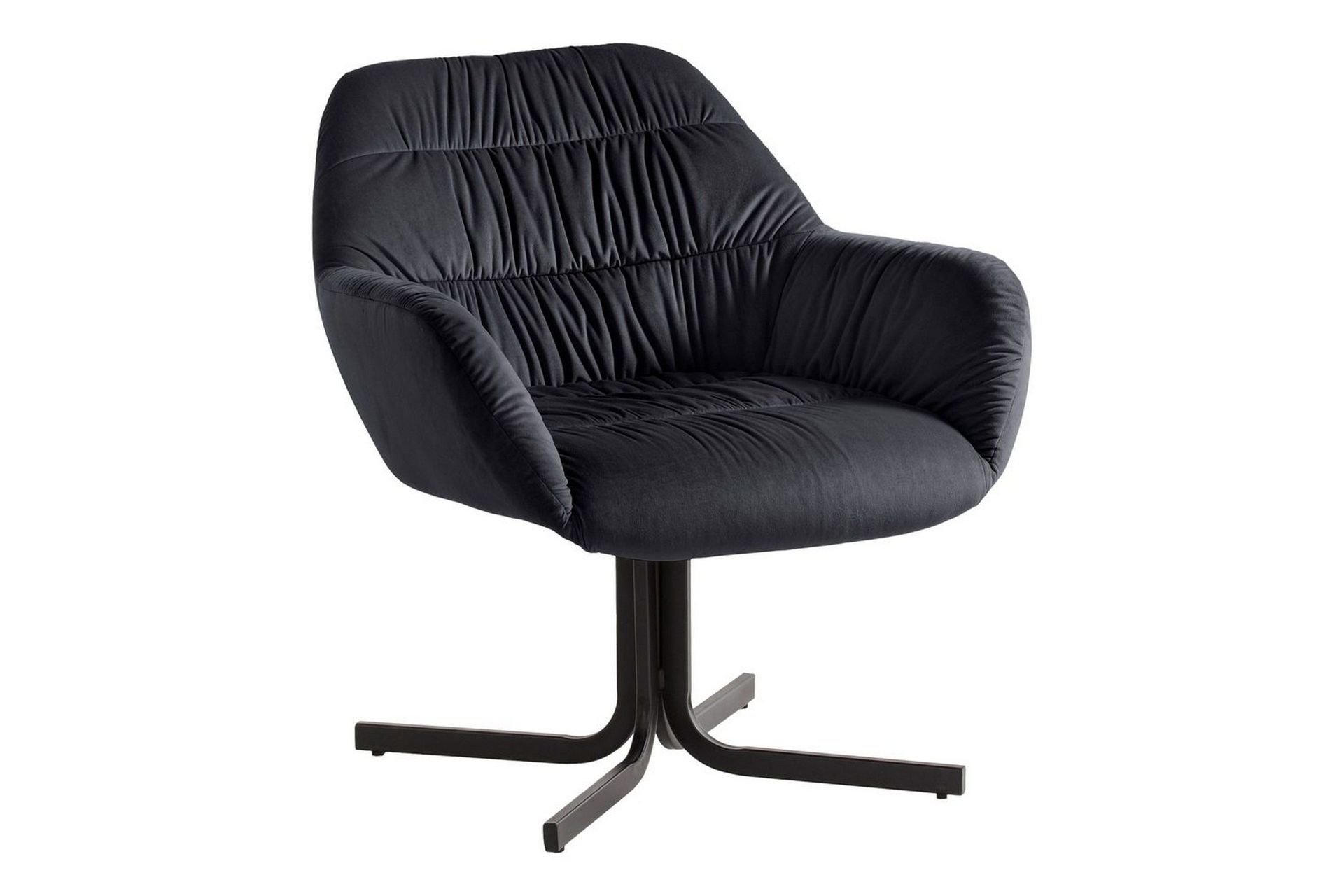 Lounge & Cocktailstol Wohnling mysig sammet kl&auml;dd, med armst&ouml;d, modern stil Svart - Svart