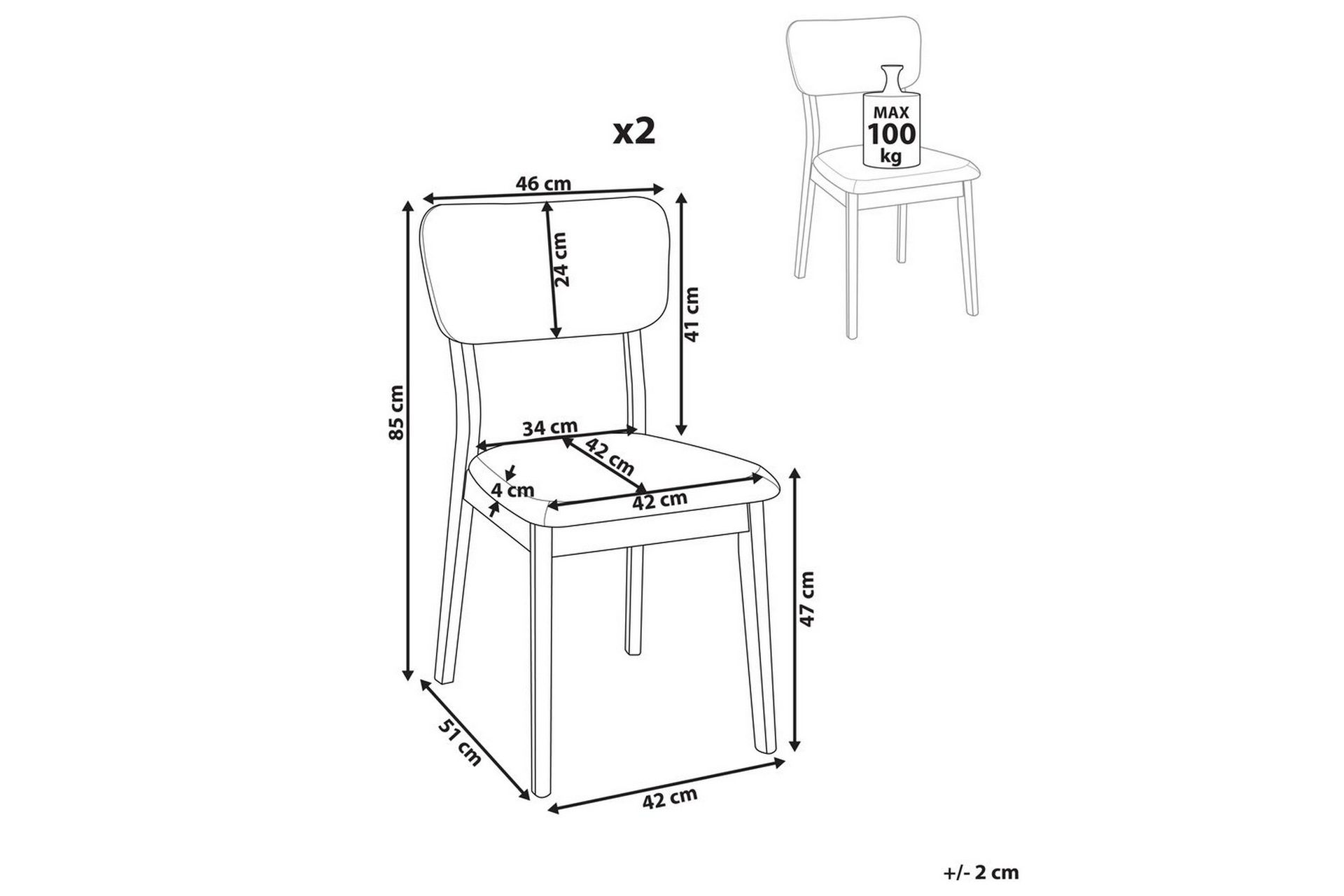 Matsalsstol Minier set om 2 -