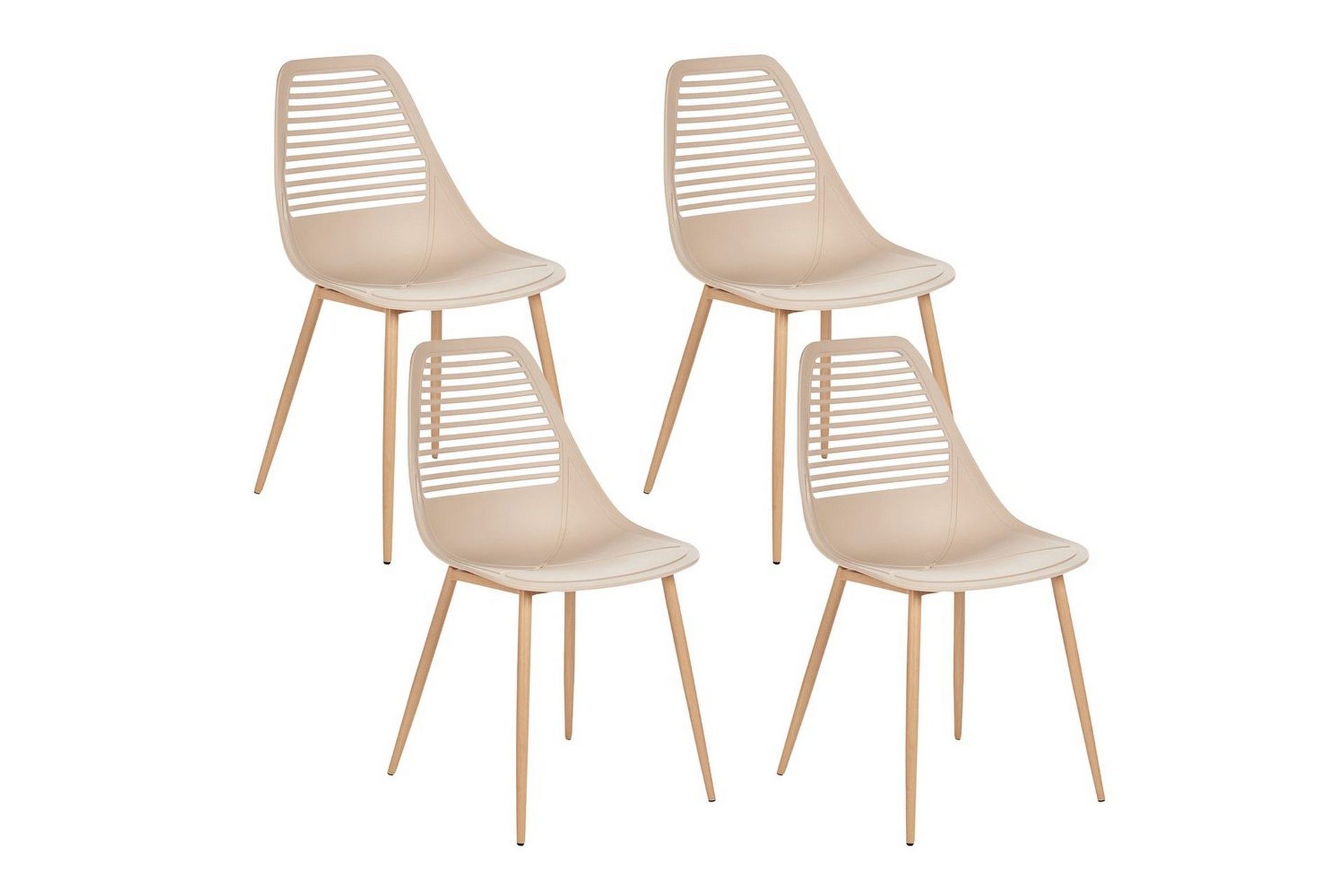 Matsalsstol Montello set om 4 Beige-Ljust Trä - Beige-Ljust Trä