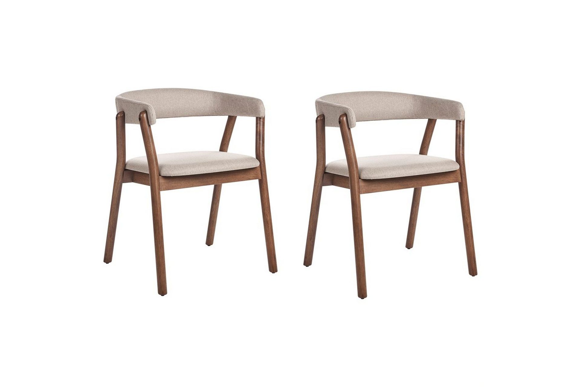 Matsalsstol Mylo set om 2 Beige-Mörkt Trä - Beige-Mörkt Trä