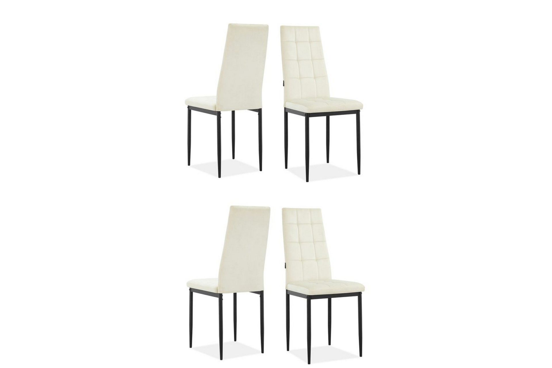 Matstol Becca set om 4 Sammet/metall, Kr&auml;m - Sammet/metall, Kr&auml;m