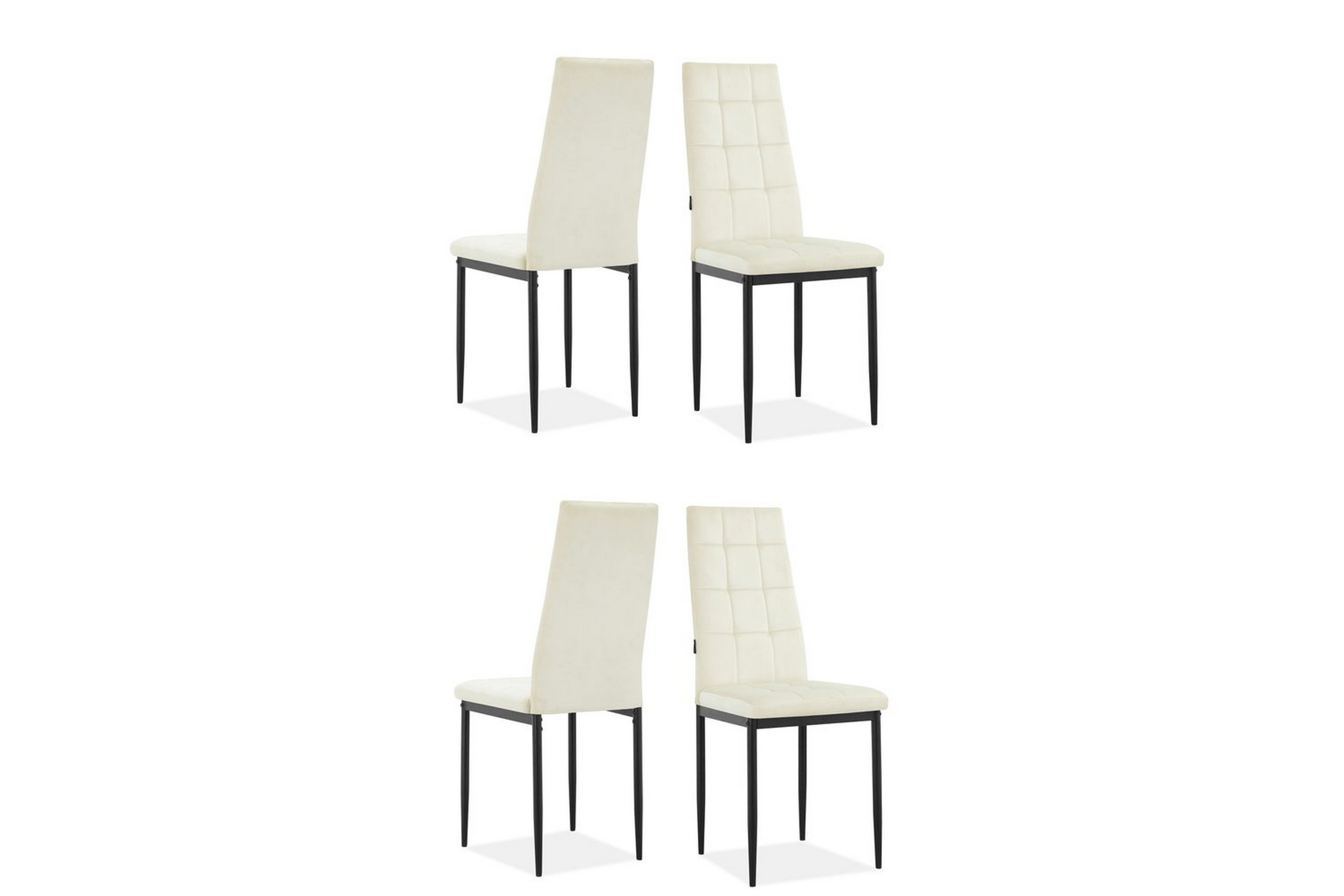 Matstol Becca set om 4 Sammet/metall, Kräm Sammet/metall, Kräm