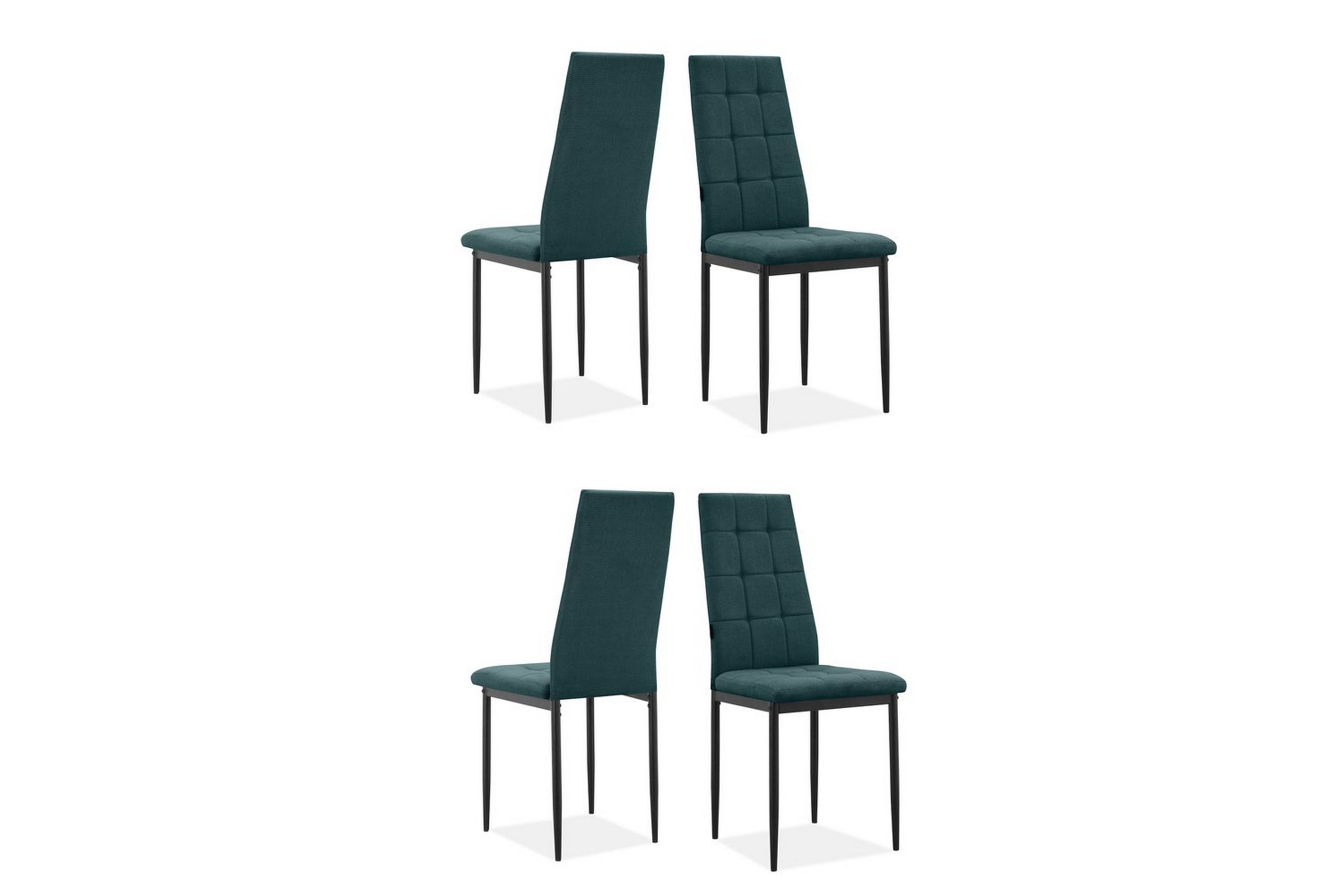 Matstol Becca set om 4 Tyg/Metall, Mörkgrön Tyg/Metall, Mörkgrön