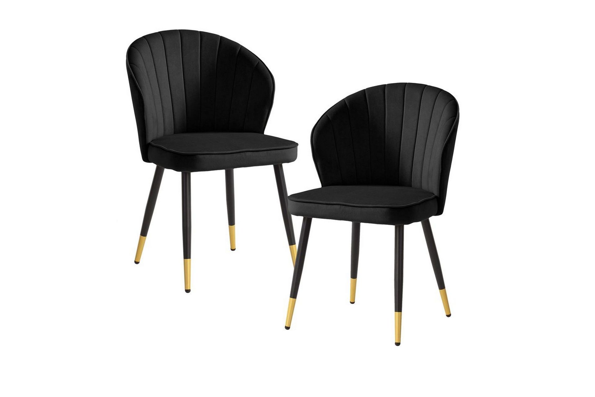 Matstol Wohnling sammet kl&auml;dd med metallben, modern loftstil Svart - Svart