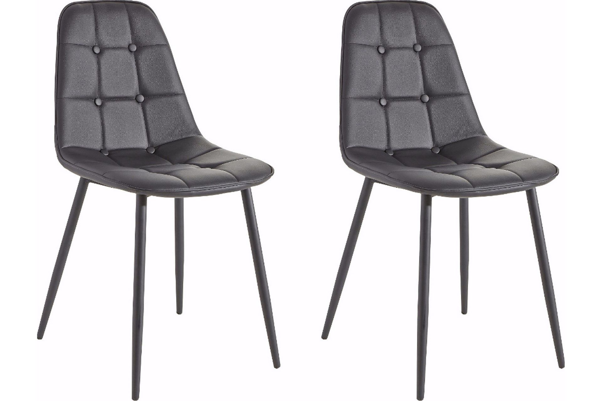 Mireio Kjøkkenstol Konstläder 2-pack - Svart/Metall