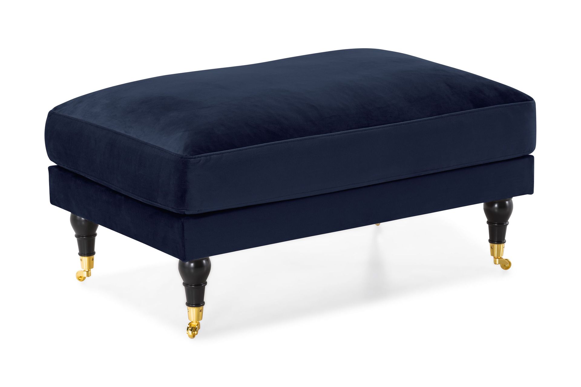 andrew fotpall sammet - midnattsblå/mässing