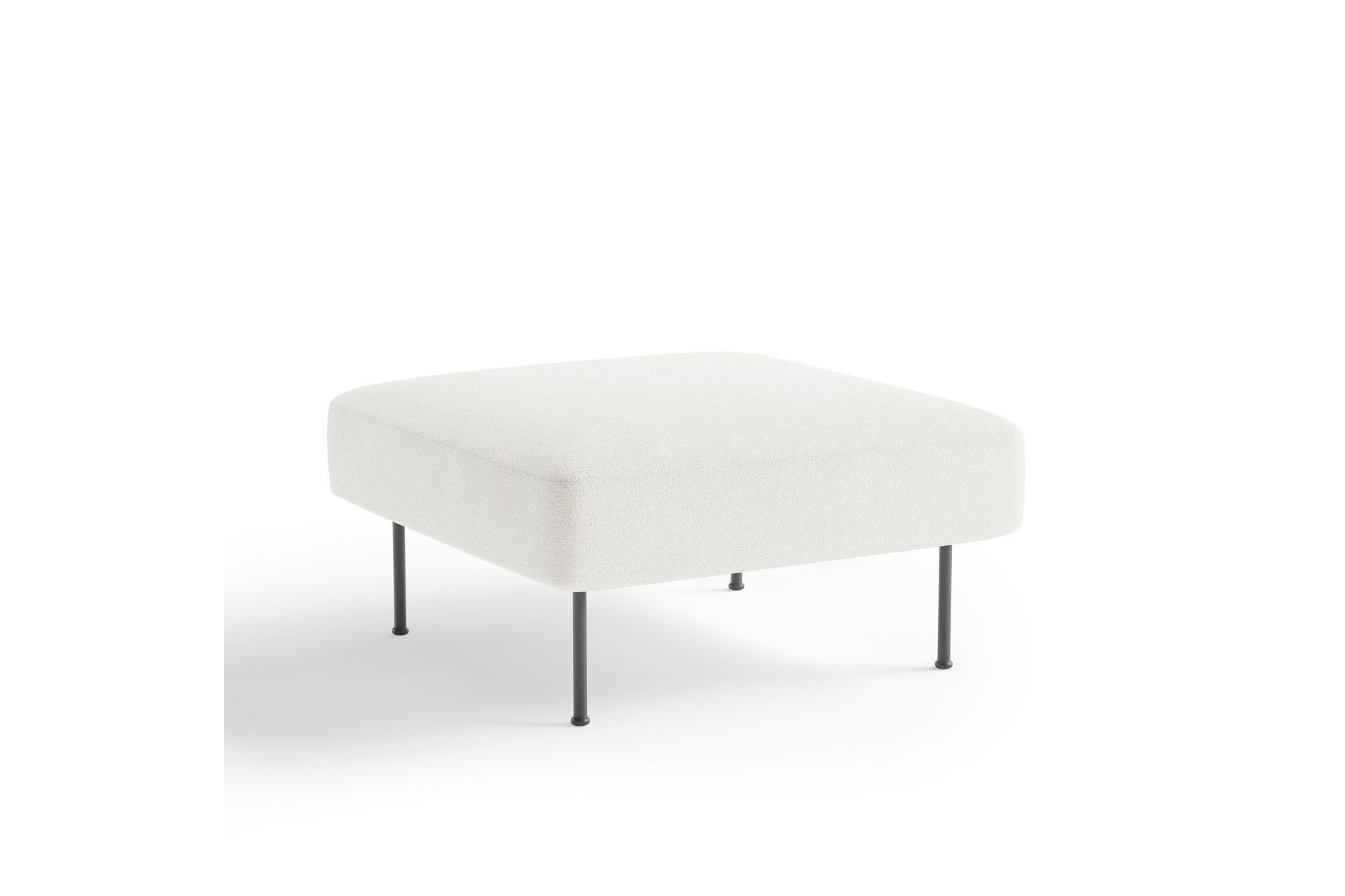 angele fotpall 80 cm kvadratisk - vit bouclé