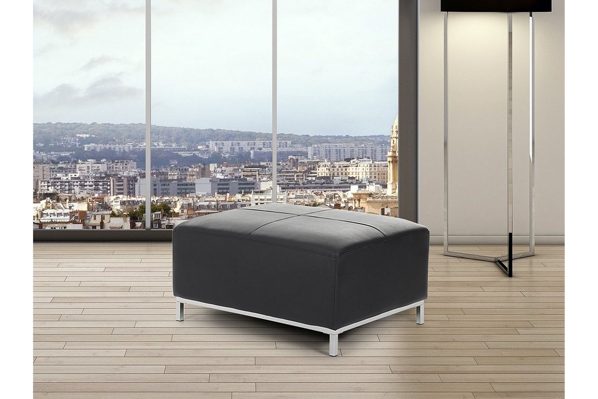 dugard fotpall - svart/läder