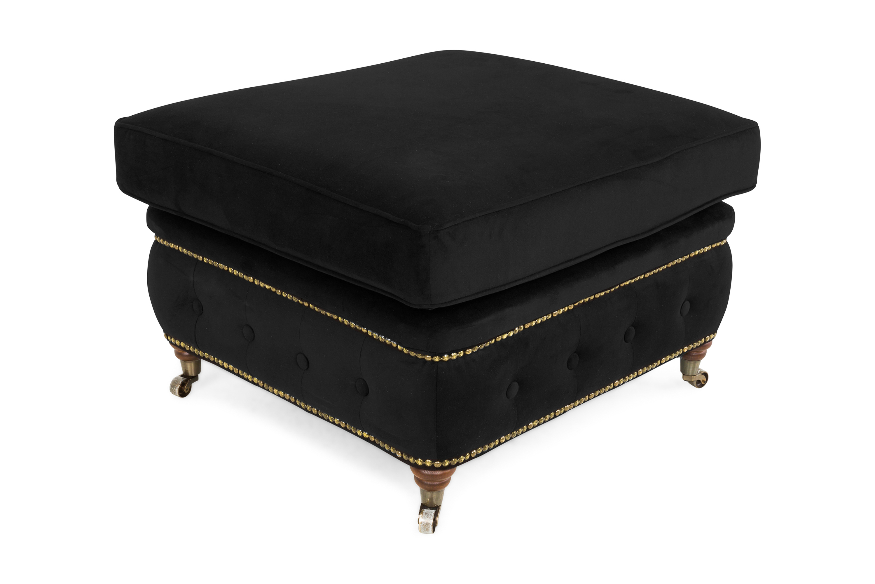 Fotpall Chester Deluxe Sammet Svart