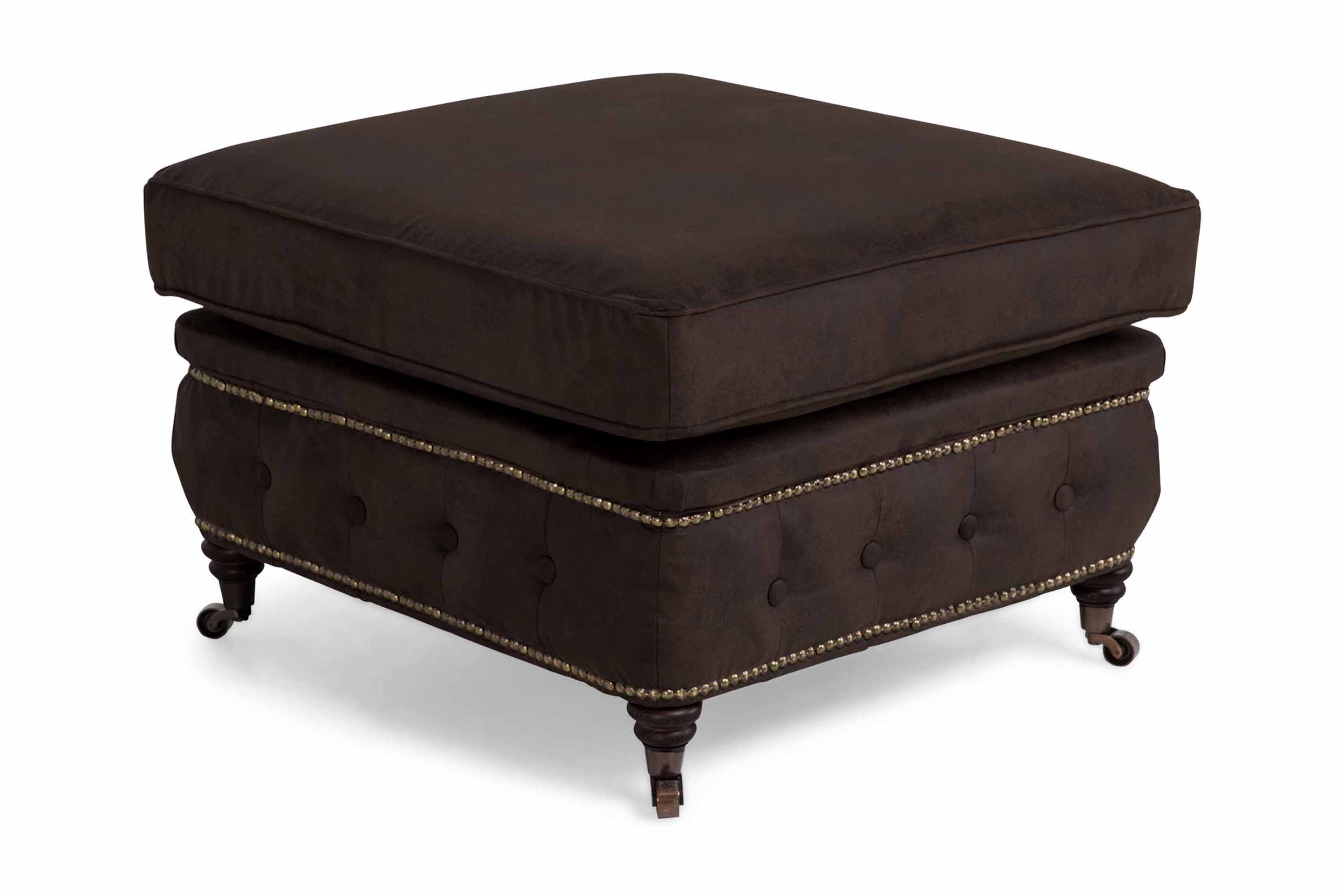 Fotpall Chester Deluxe Vintage Mörkbrun