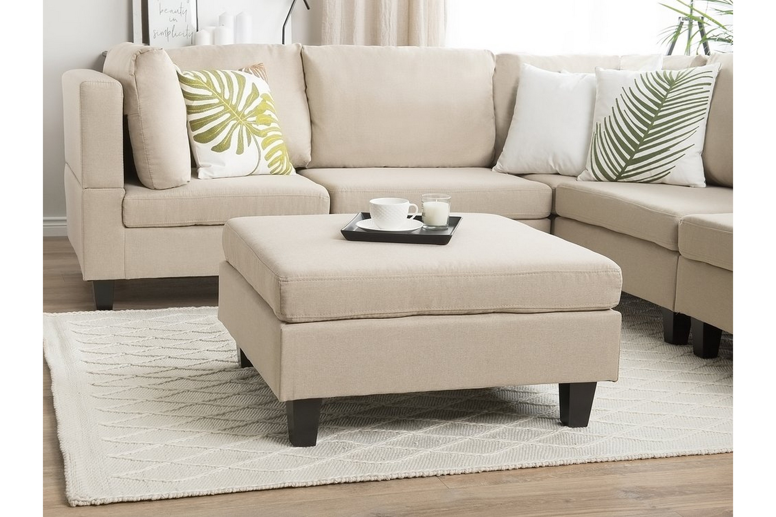 Fotpall Fevik 76\76 cm Beige