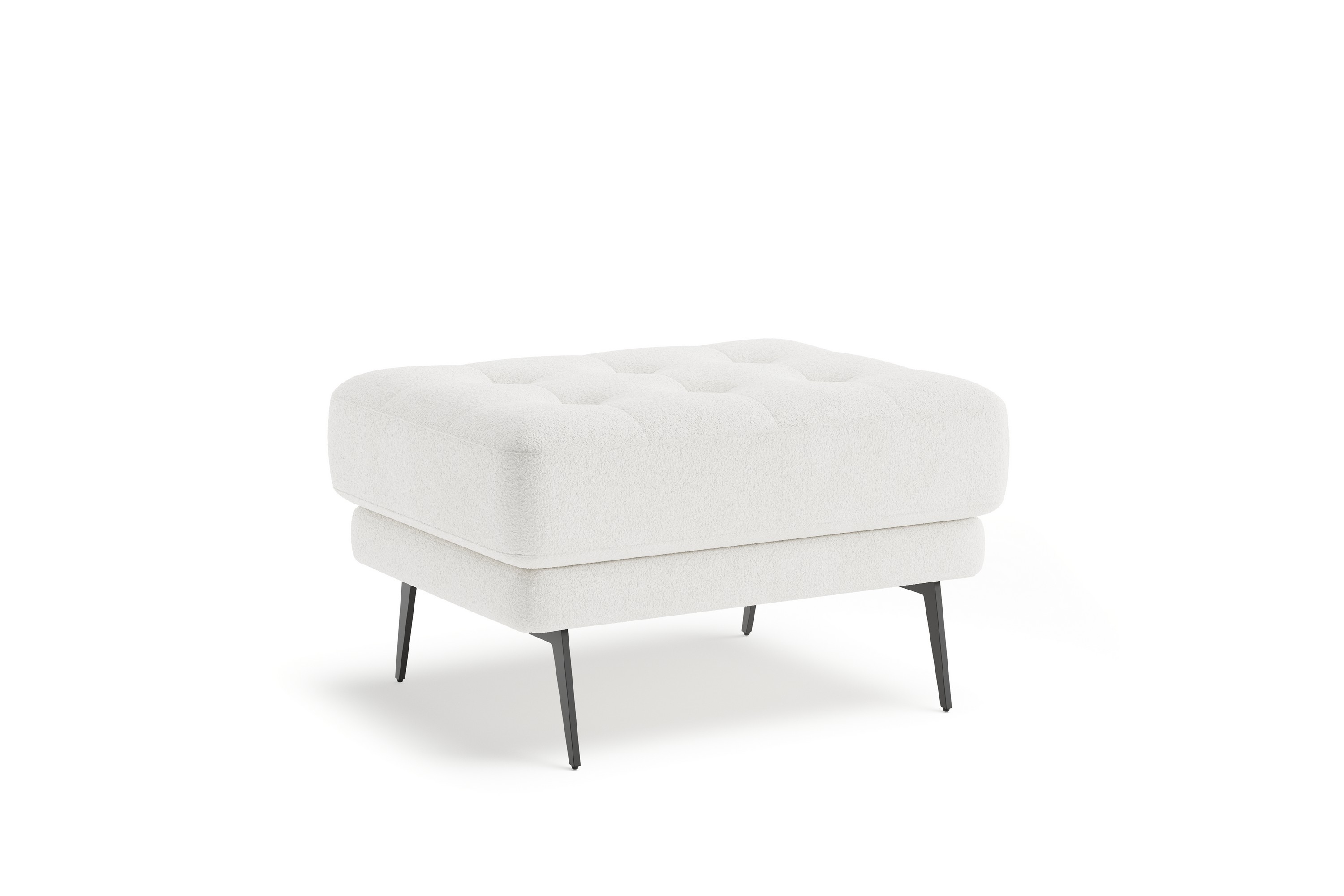 Fotpall Samella 78 cm Rektangulär Vit Bouclé