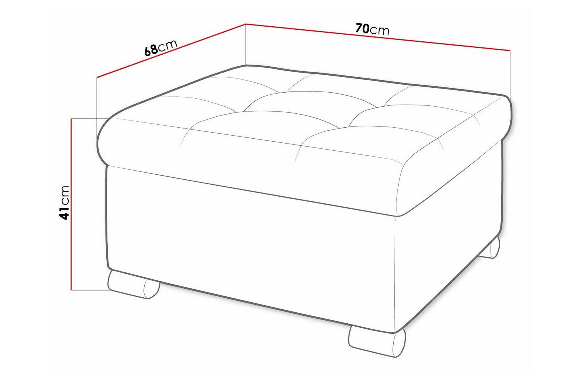 Trefor Fotpall 68 cm - Gr&aring;