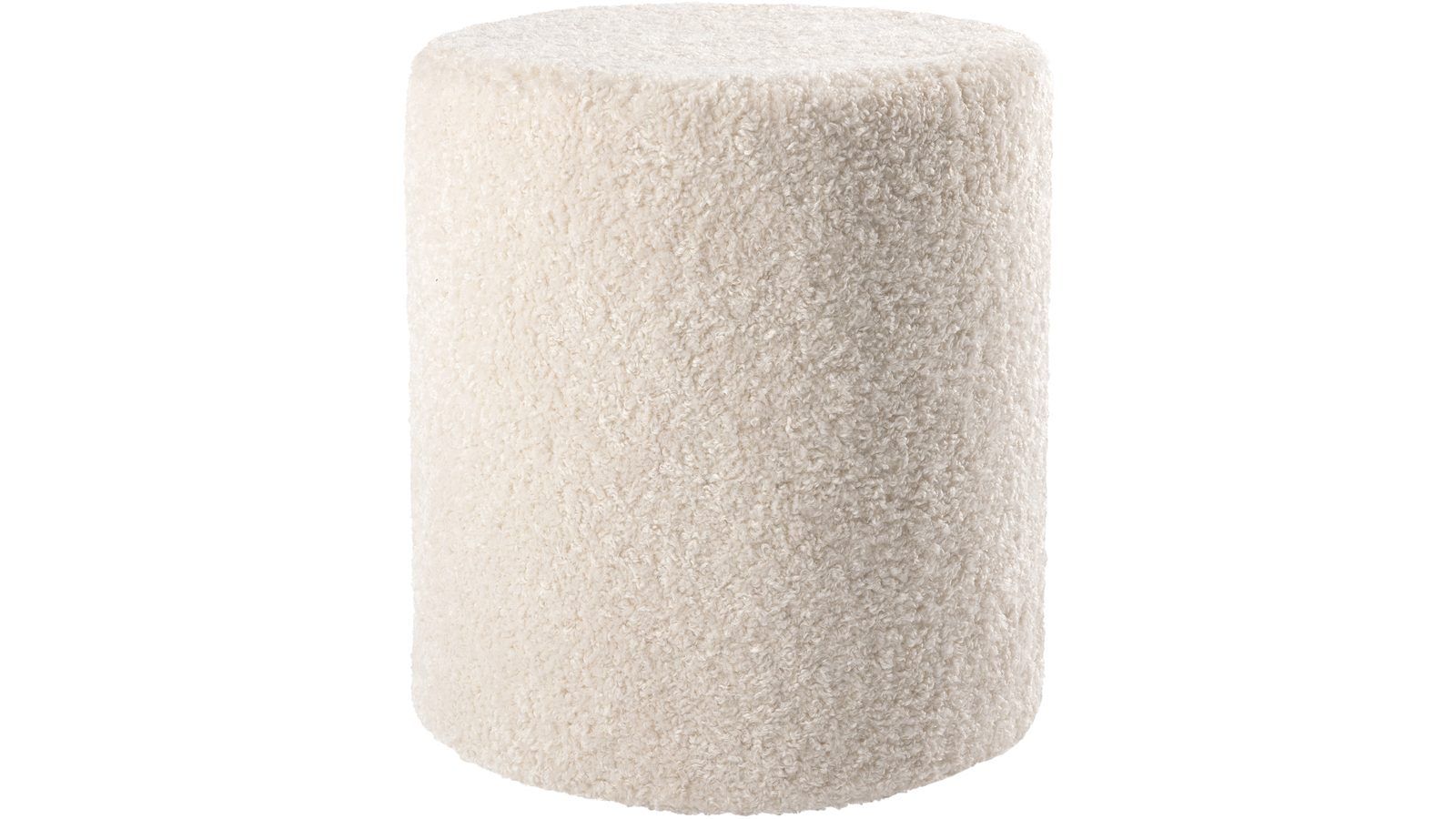 house puff 40 cm rund teddy - vit