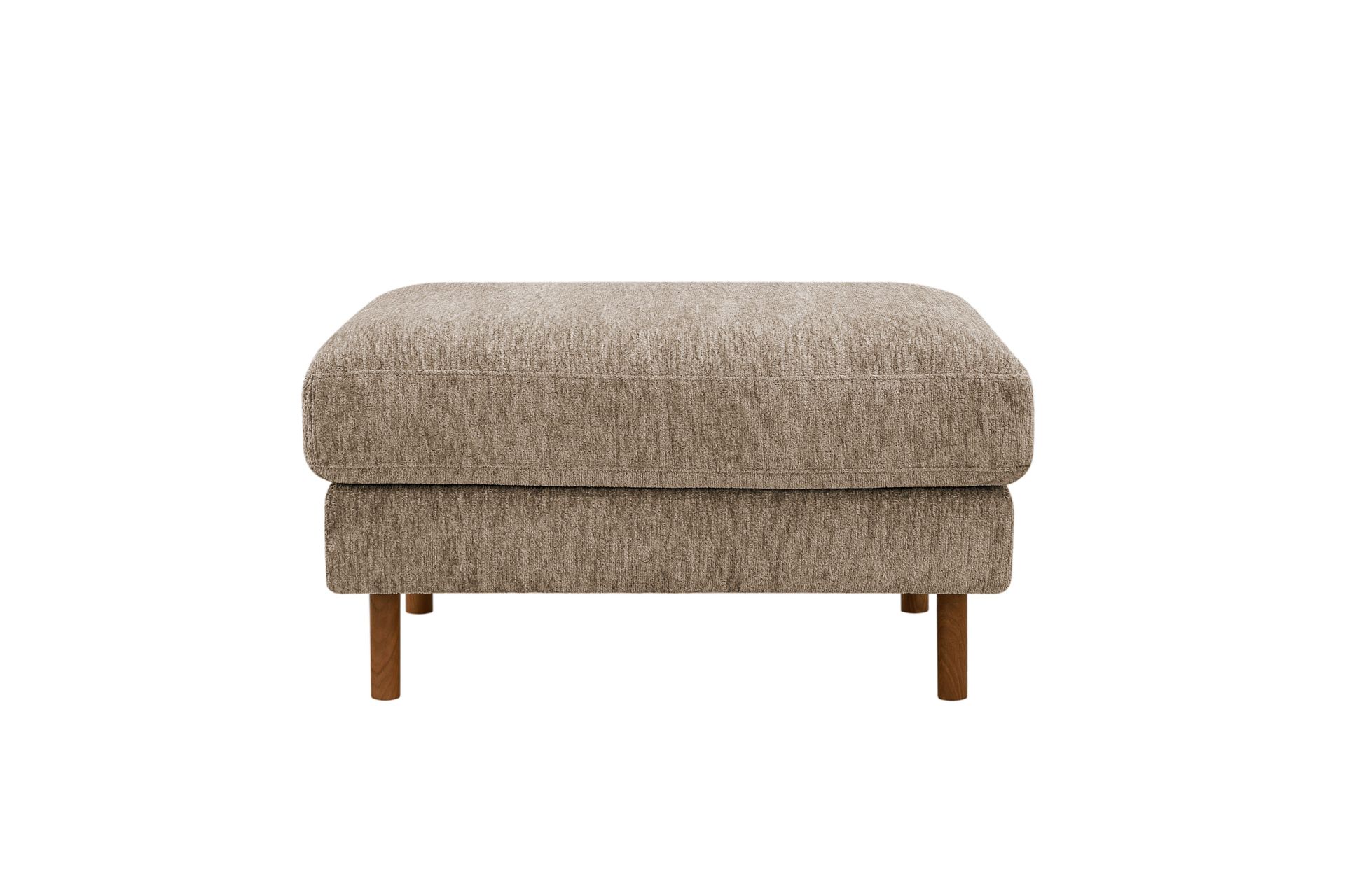 Scandi Fotpall i Chenille - Mörkbeige