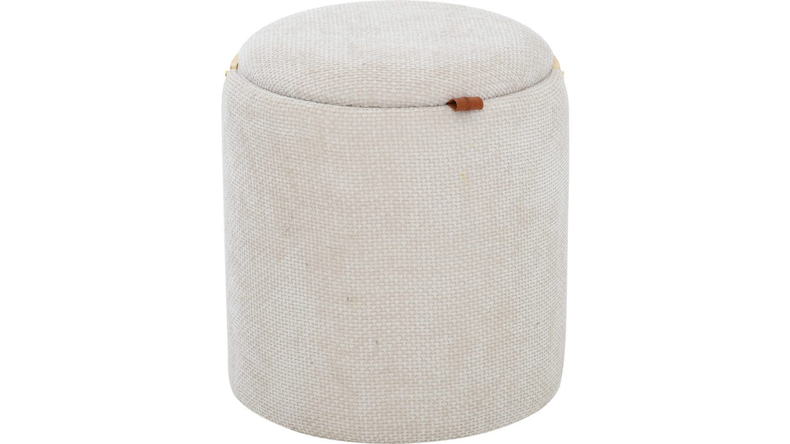 Serano Puff med tr&auml;handtag 40 cm Rund - Beige