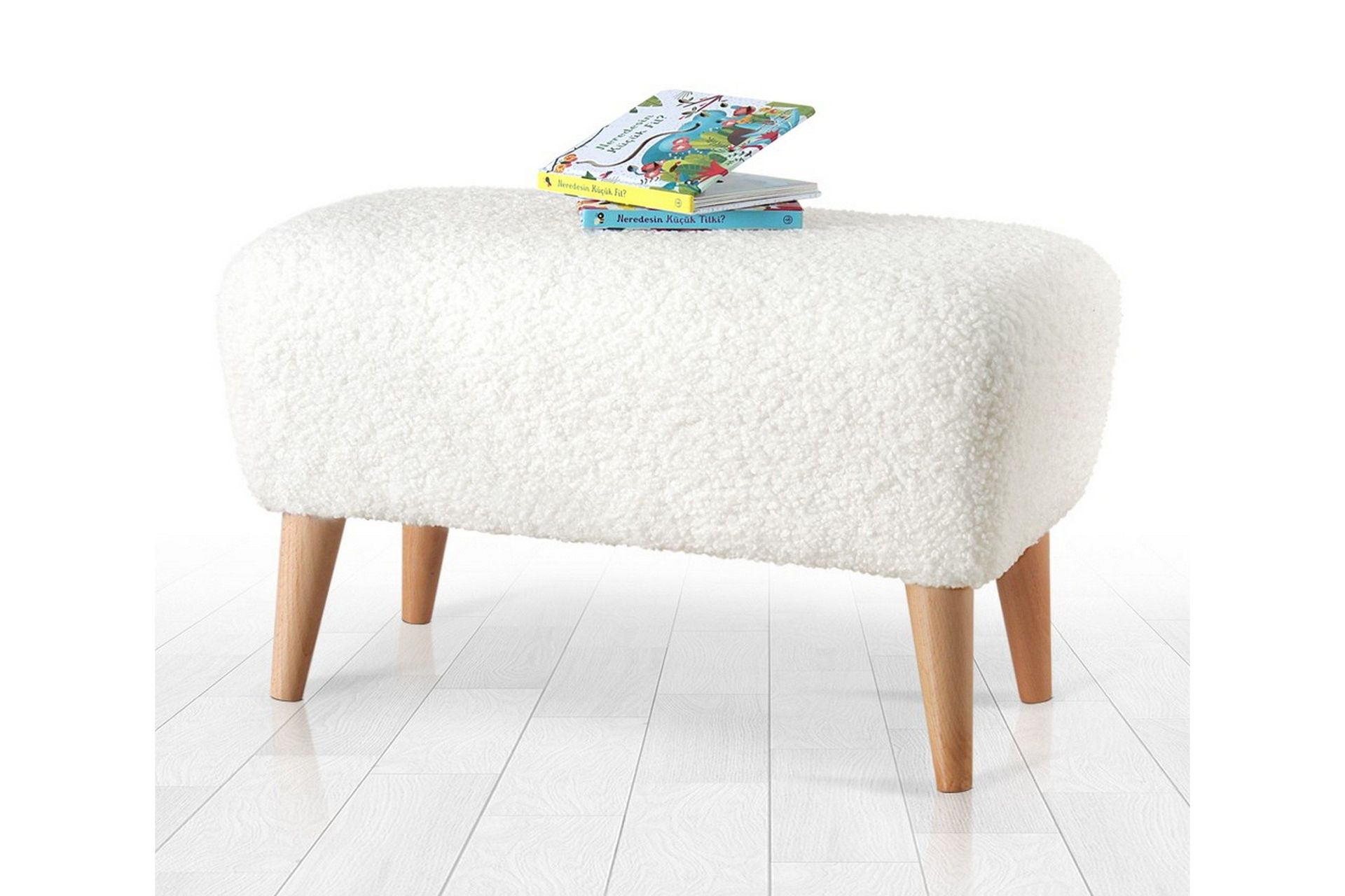 anaro sittpuff 61 cm rektangulär - vit