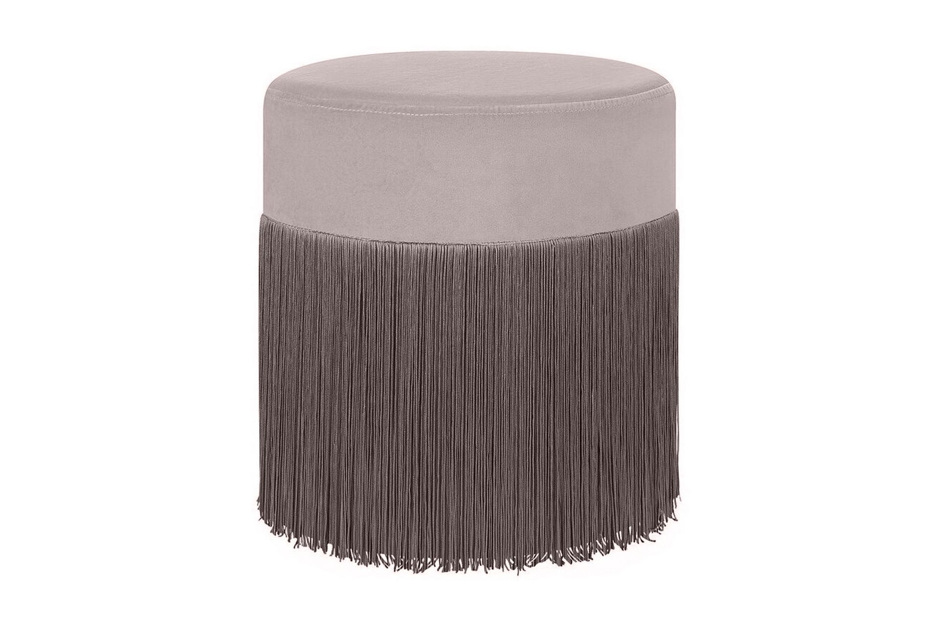 Lefurgy Sittpuff med Fransar Sammet - Beige