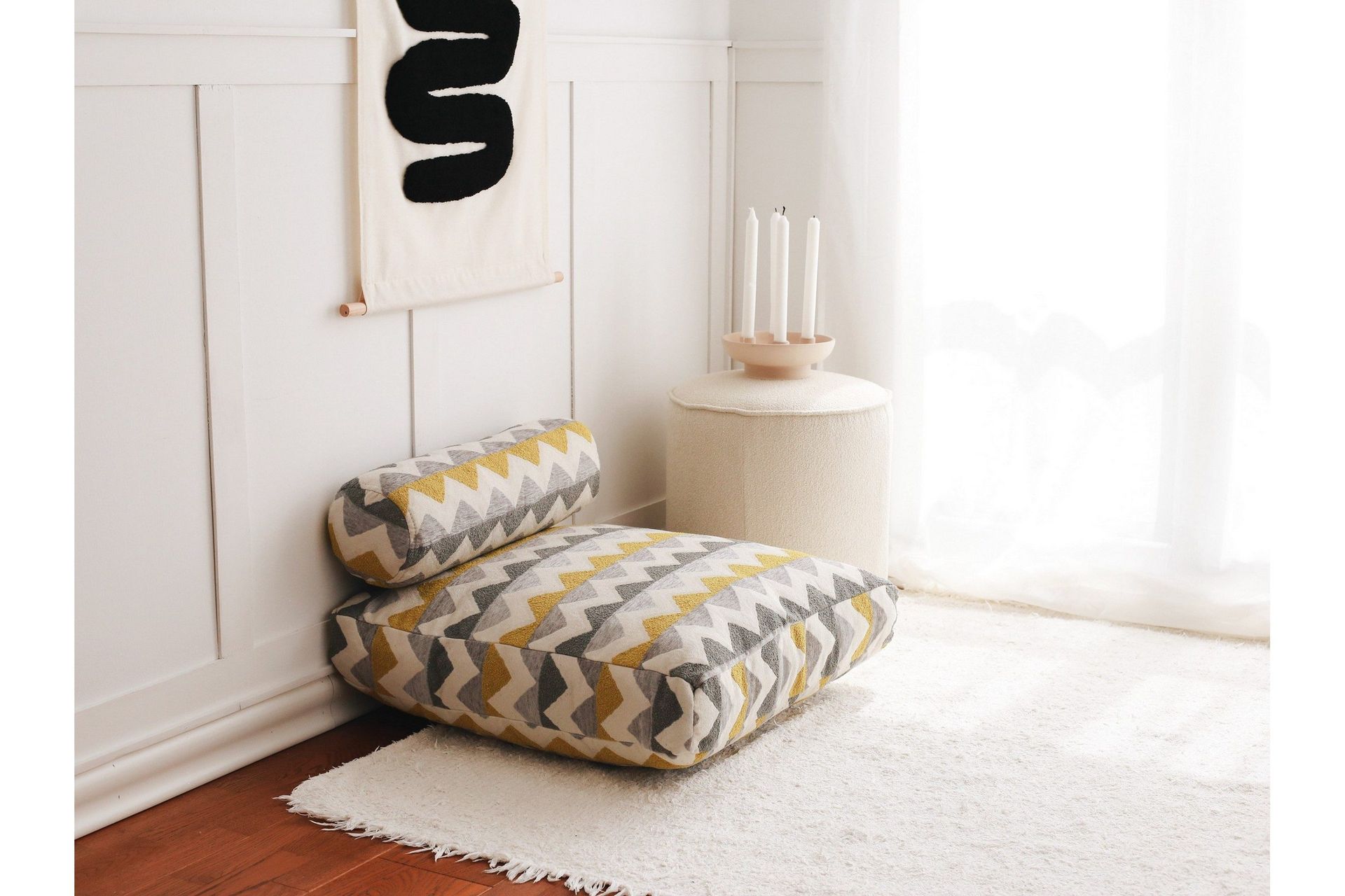 Munkad Sittpuff 70 cm - Flerf&auml;rgad