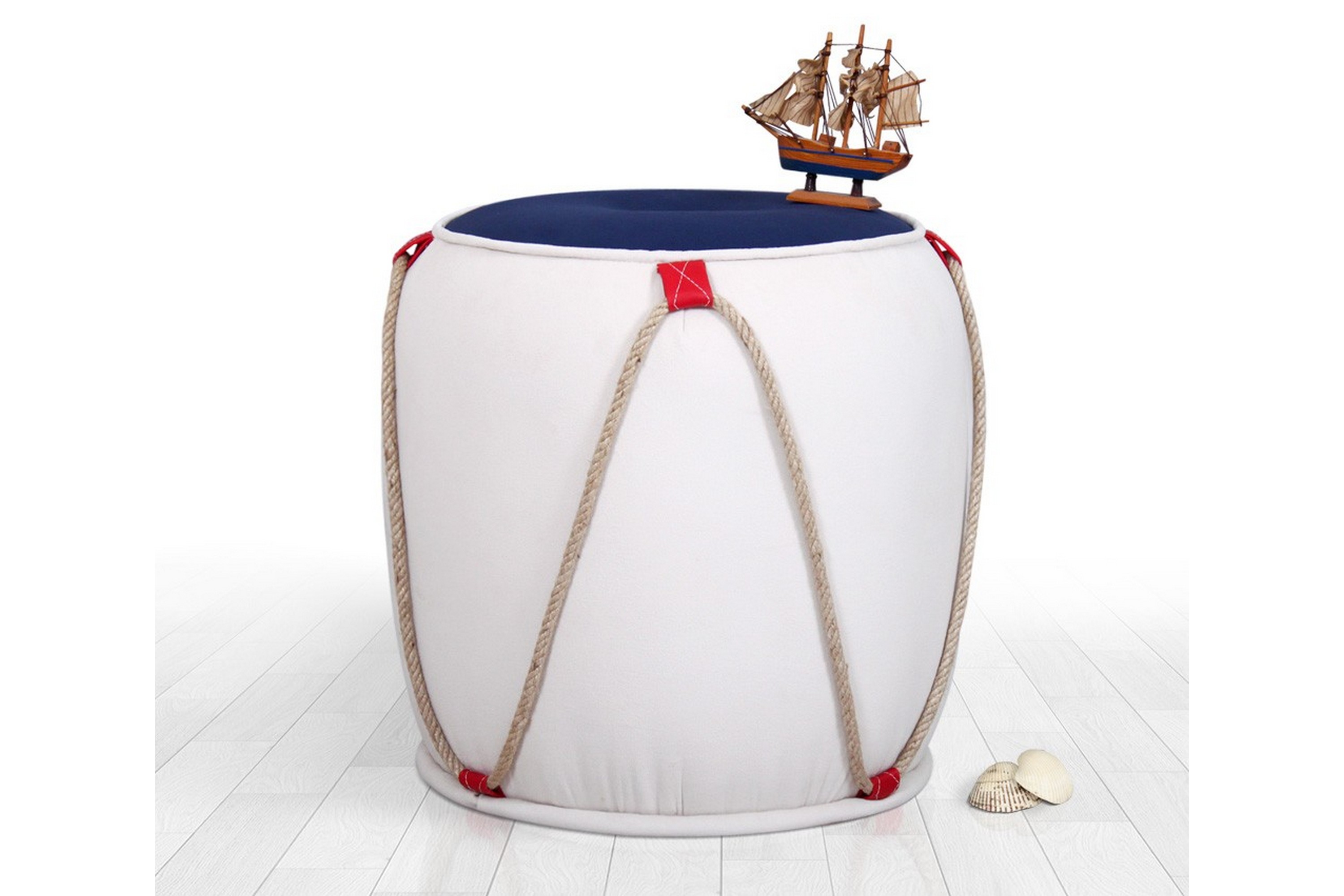 sittpuff johnstown 42 cm - vit/röd