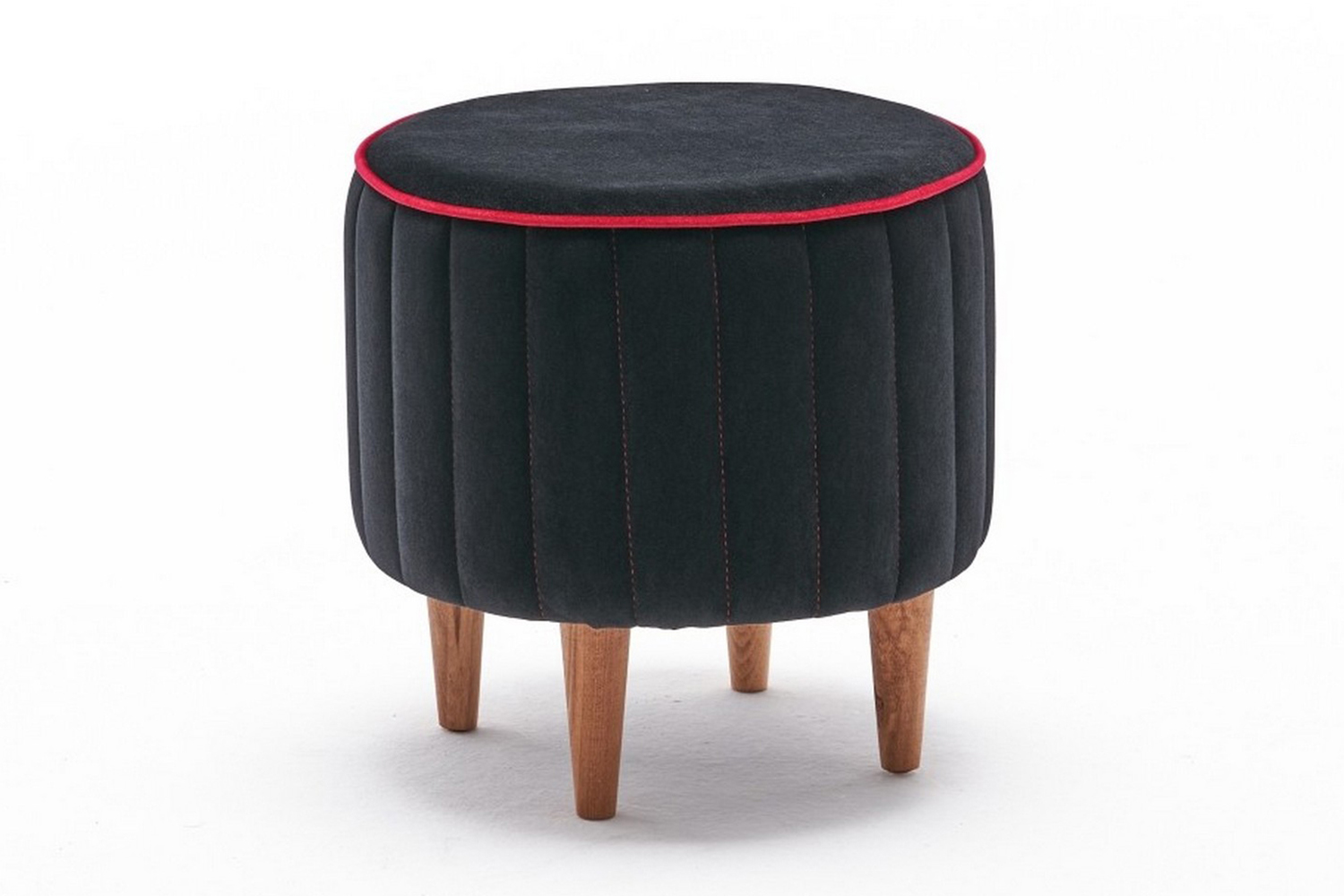 Sittpuff Mendonca Rund Svart/Natur