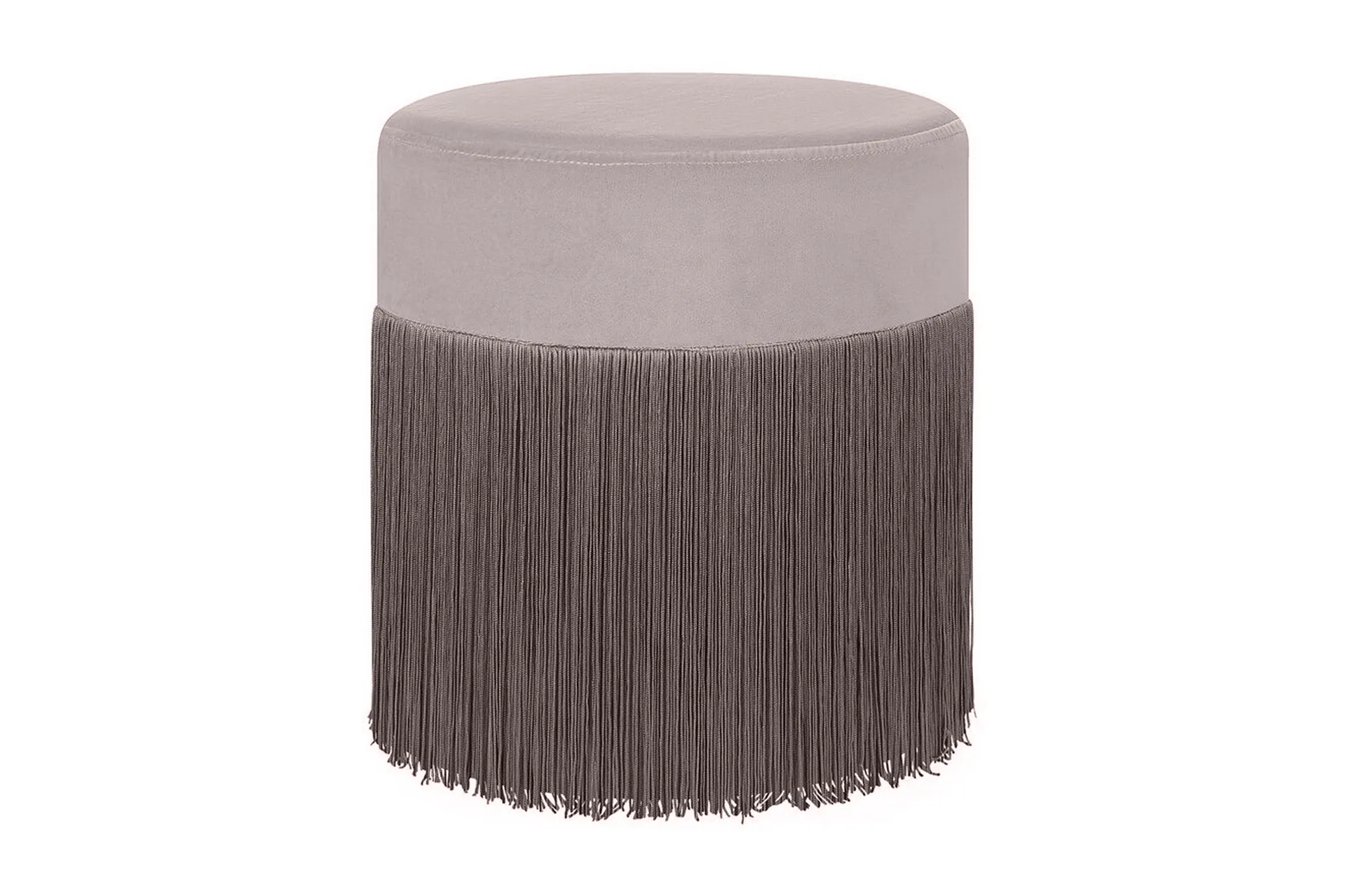 sittpuff sakhia med fransar sammet - beige