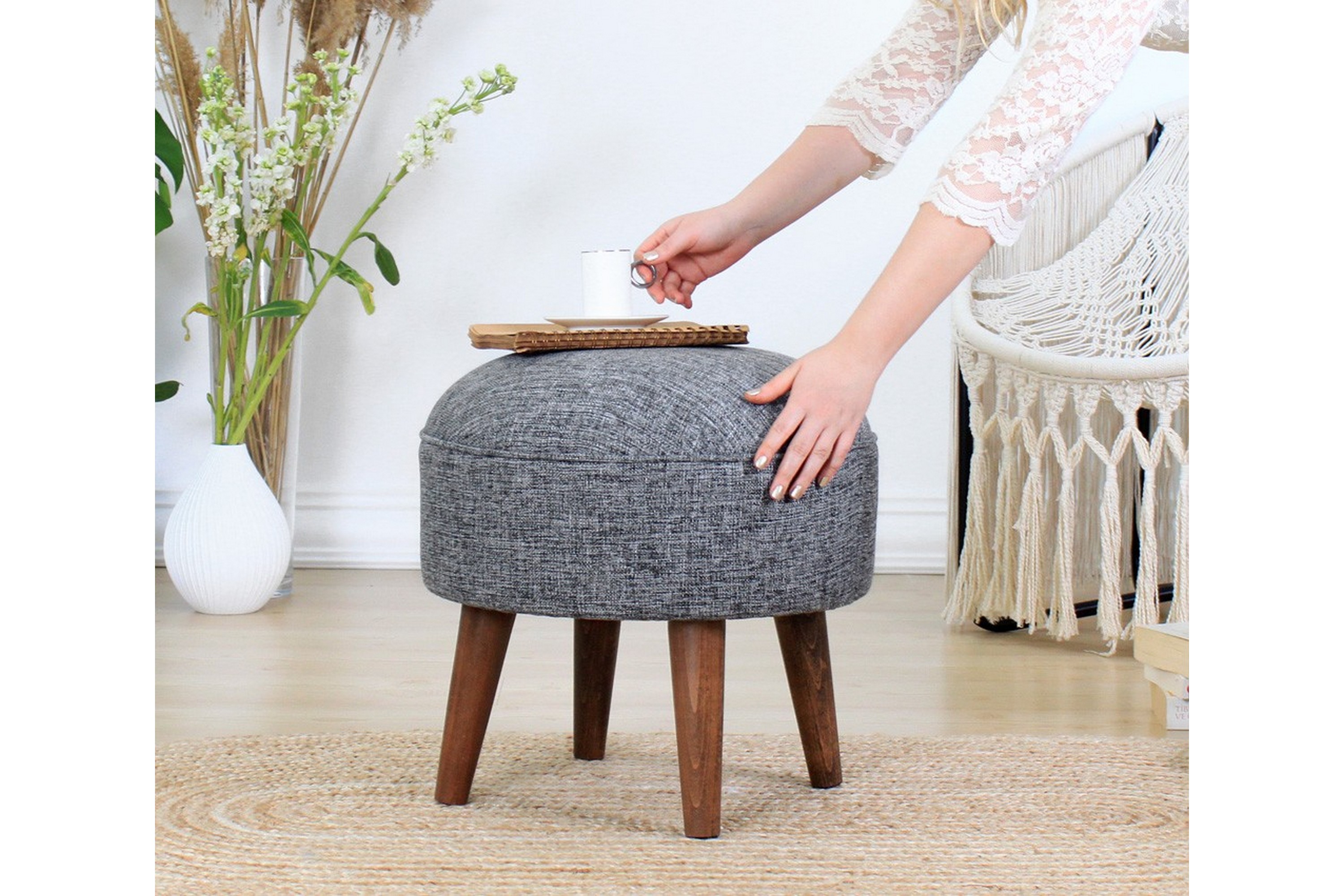 sittpuff taree 45 cm - grå