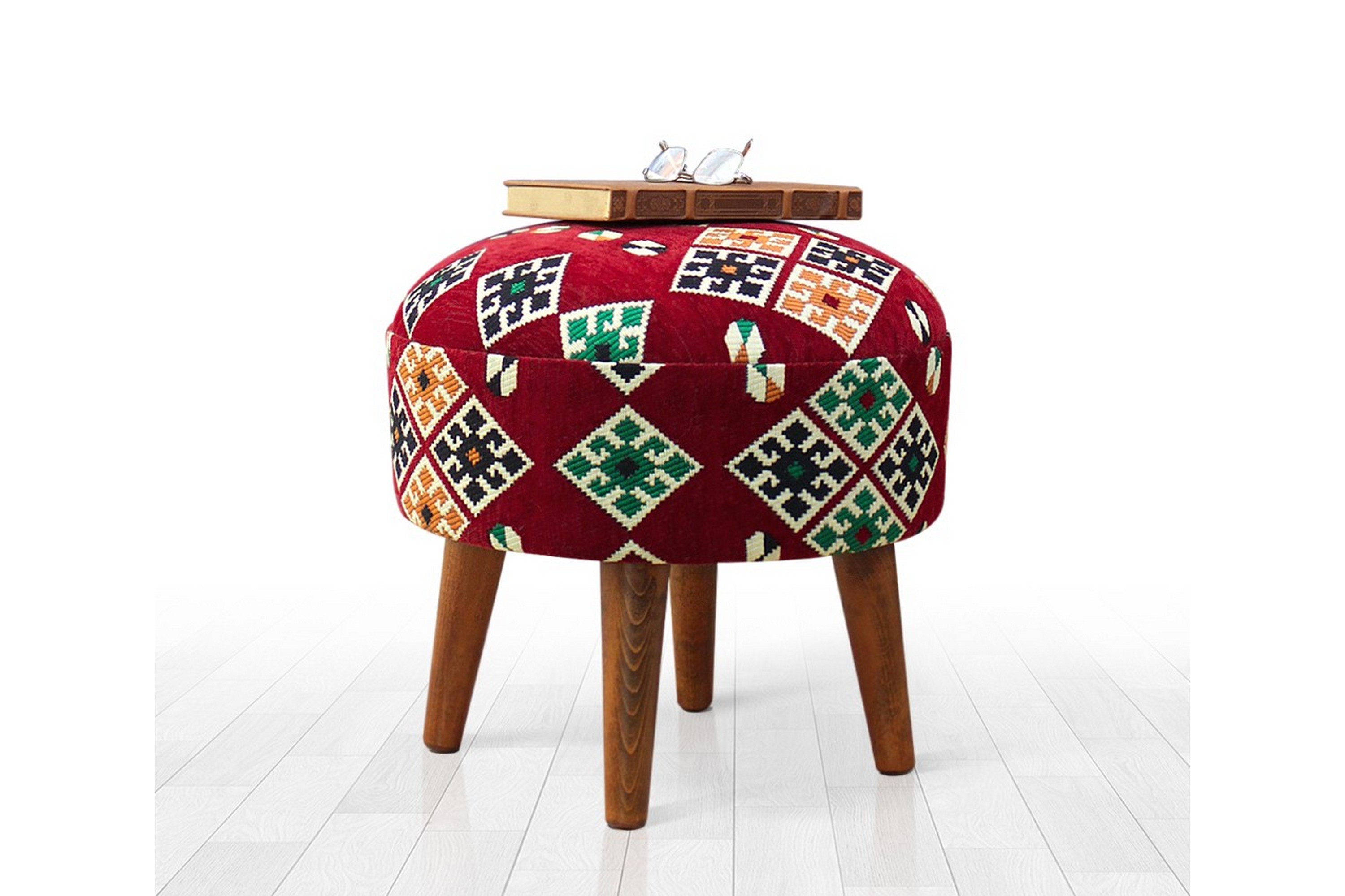 sittpuff plainfield 46 cm - röd/grön