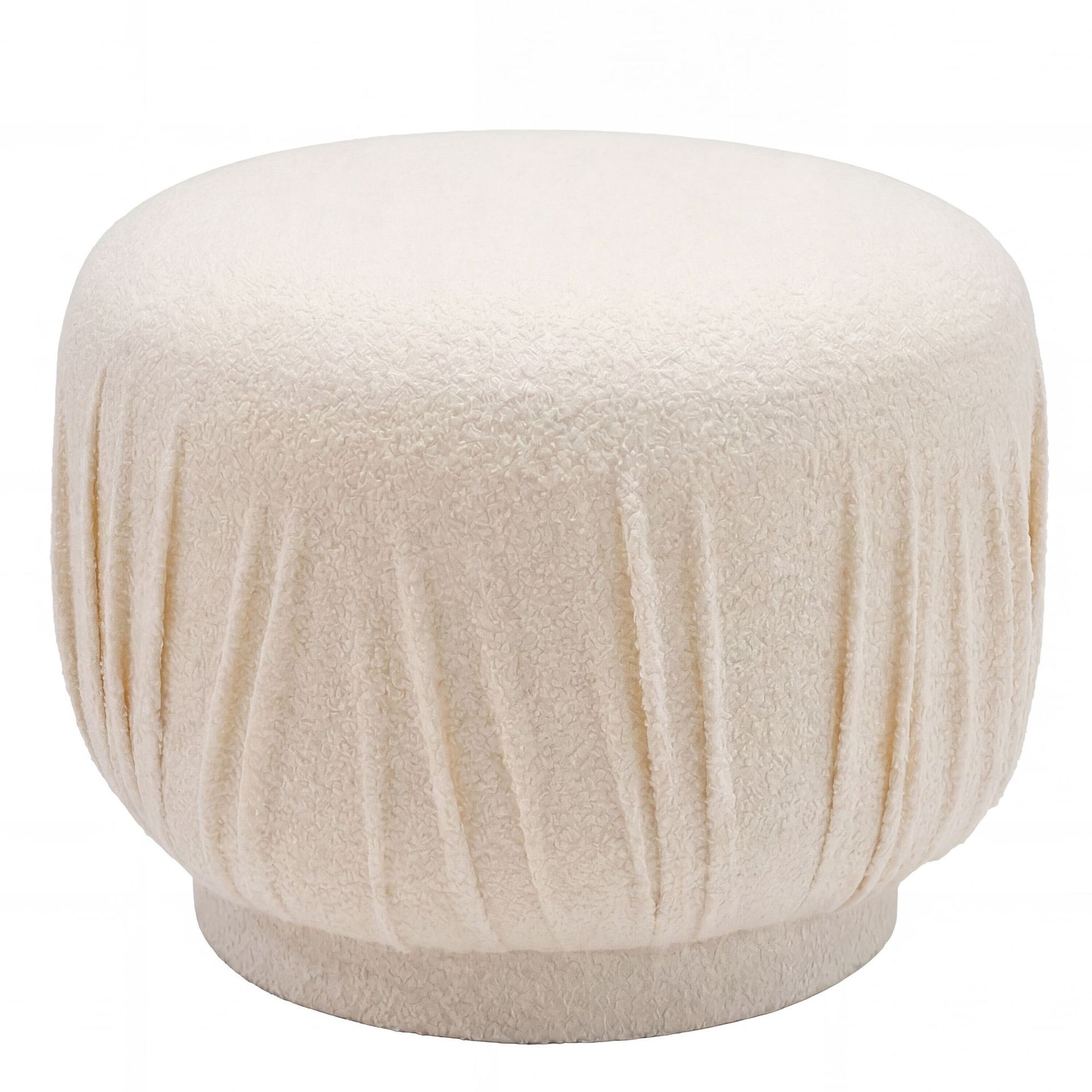 Älven Rund sittpuff 50 cm i tyg - ljus kräm