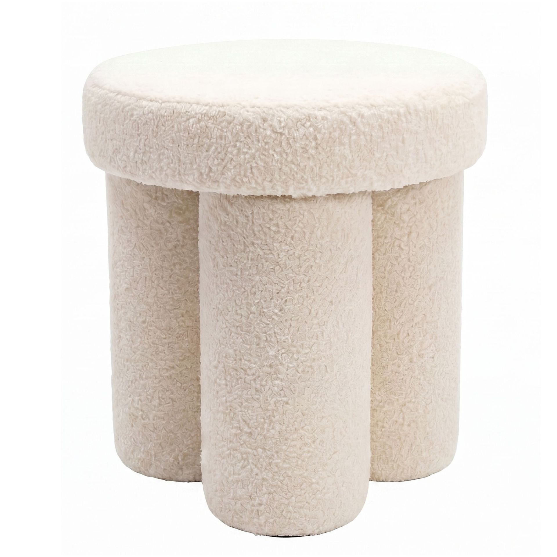 Ölvik Rund sittpuff 40 cm i teddytyg - ljus kräm