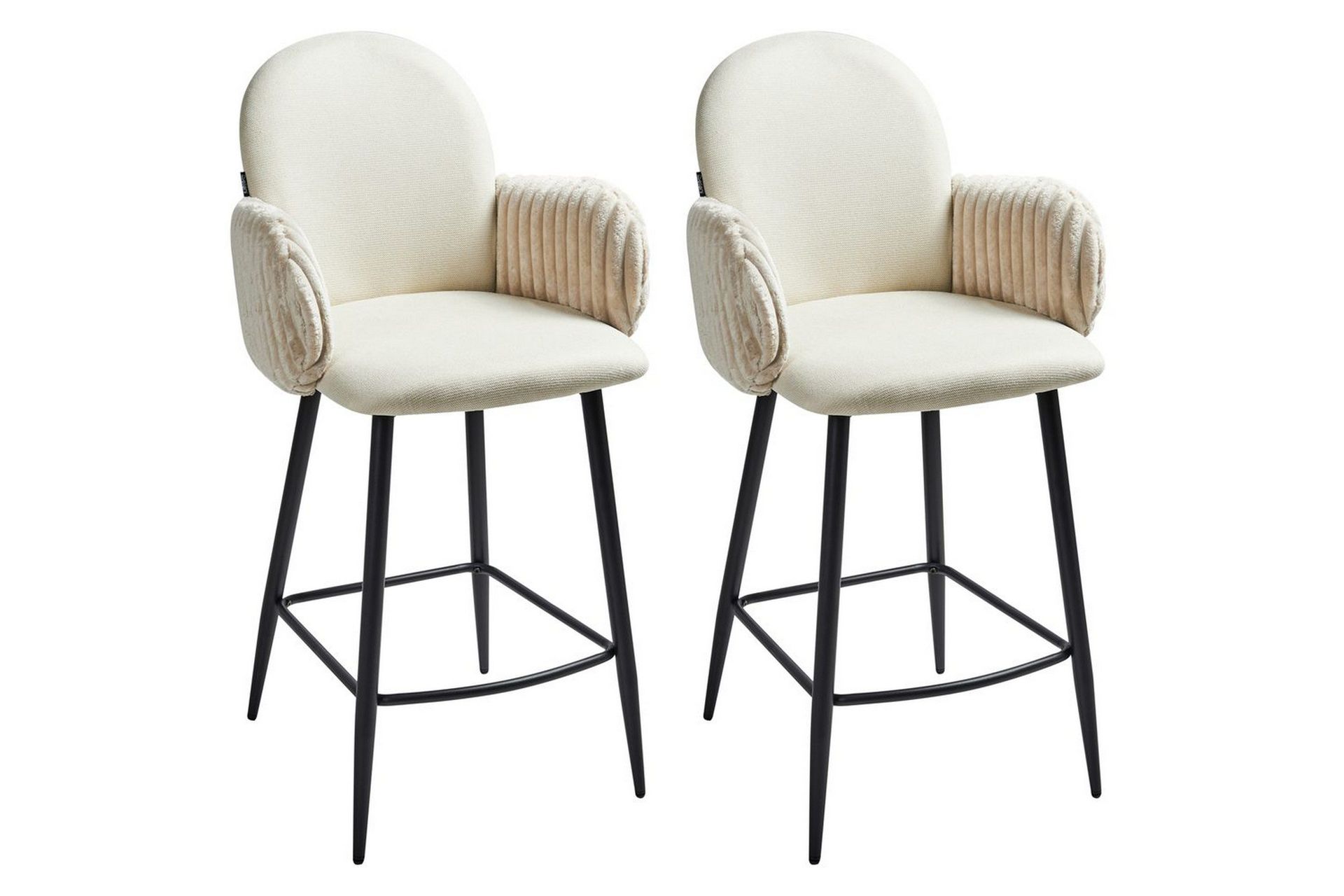 Set med 2 barstolar Amity - Ljusbeige, svart