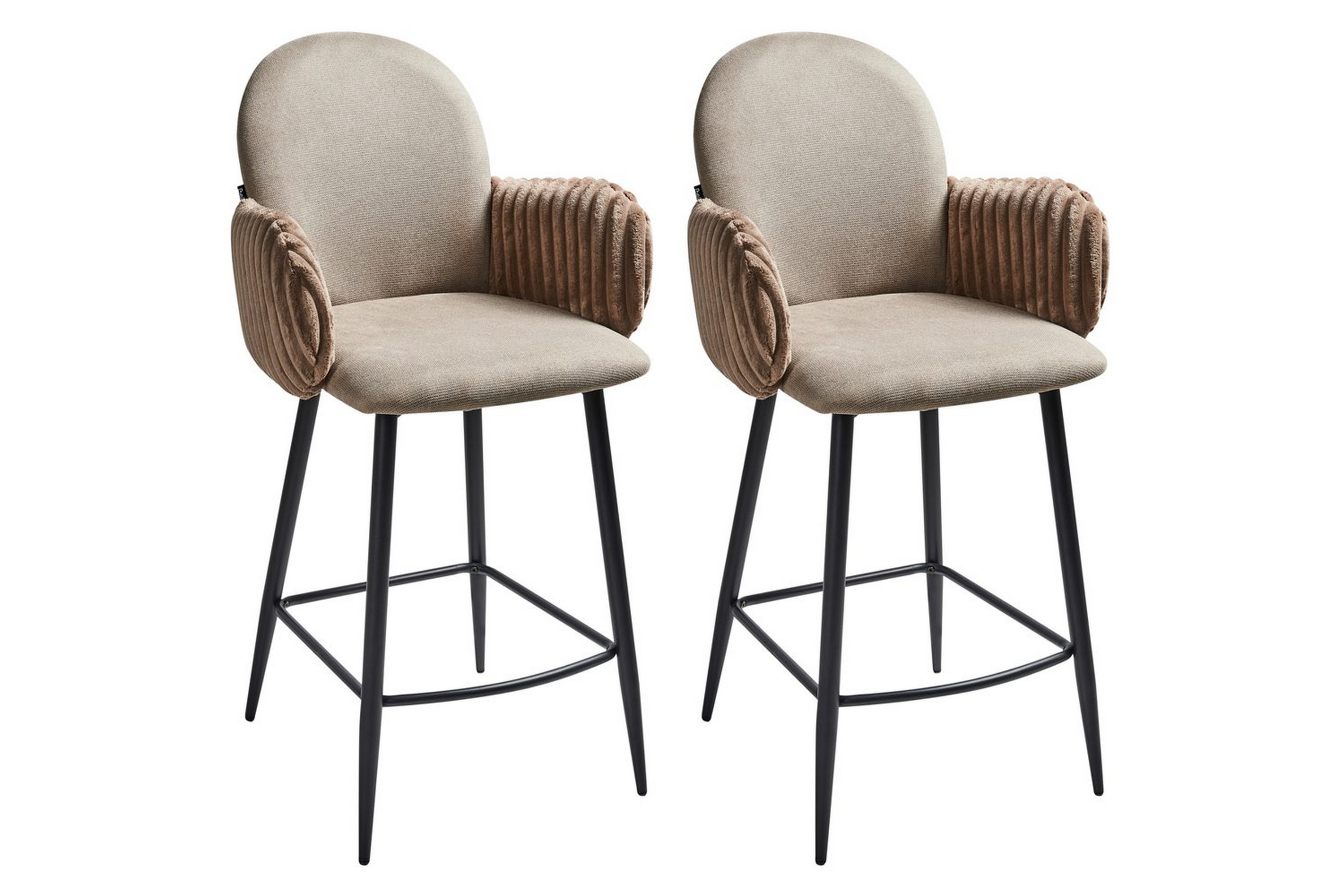 set med 2 barstolar amity - taupe, svart, brun