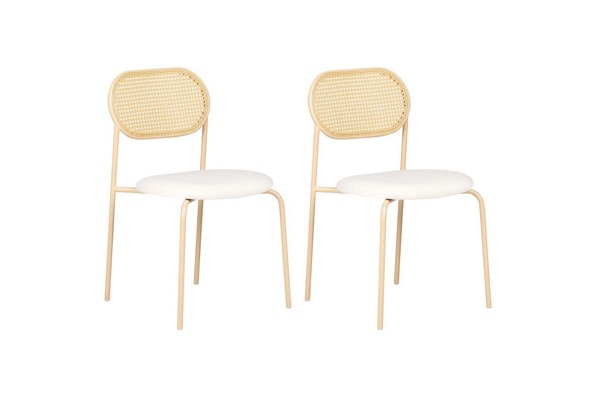 Set med 2 matstolar Adaver - Ljus trä, beige