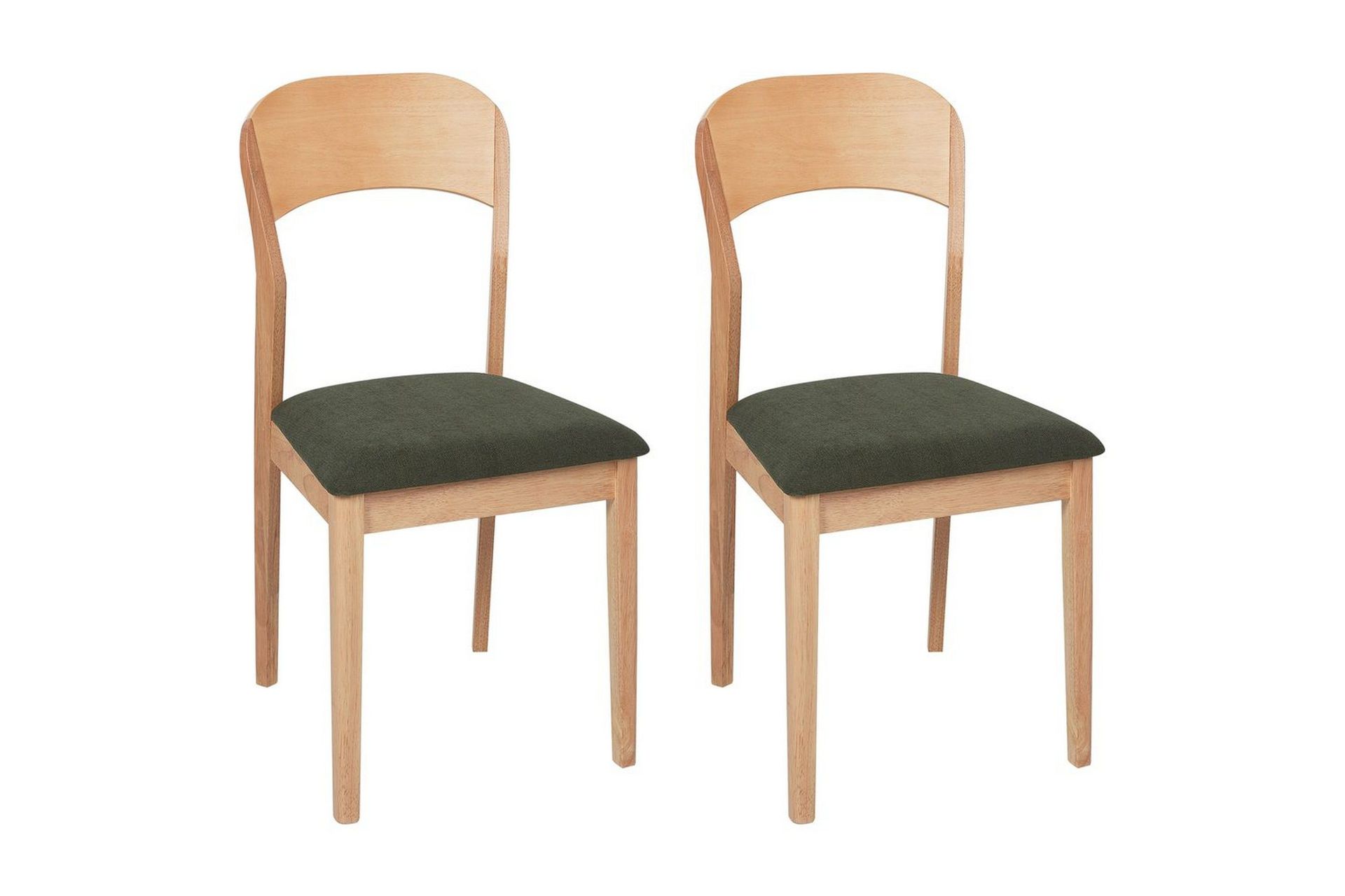Set med 2 matstolar Alvin - Ljus trä, grön